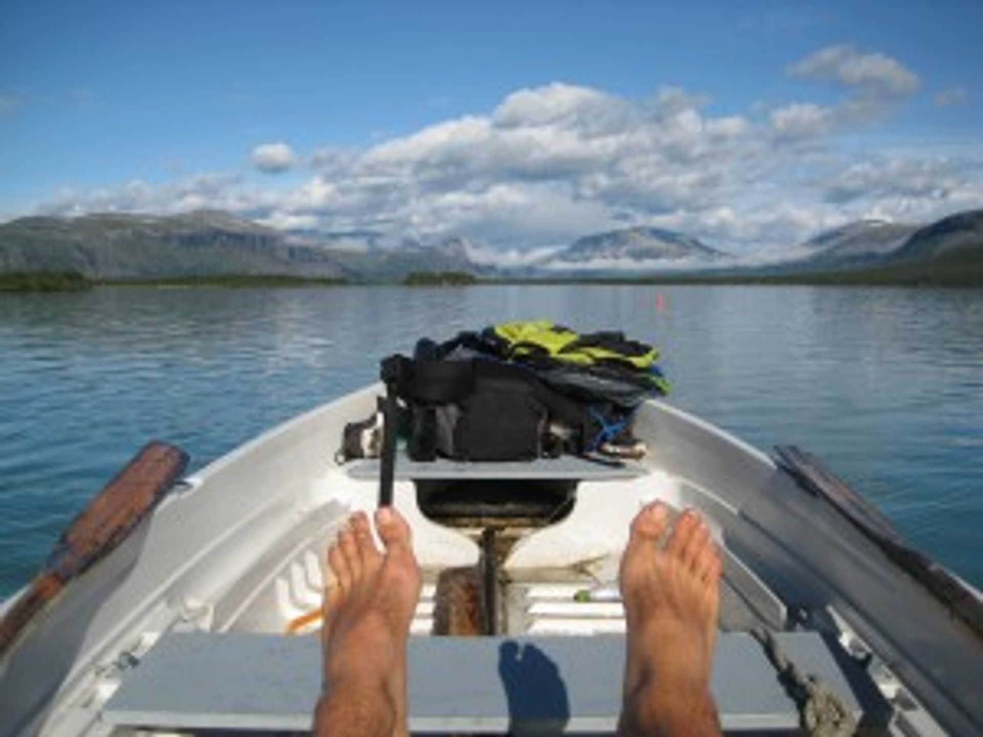 Crossing a lake Rowing