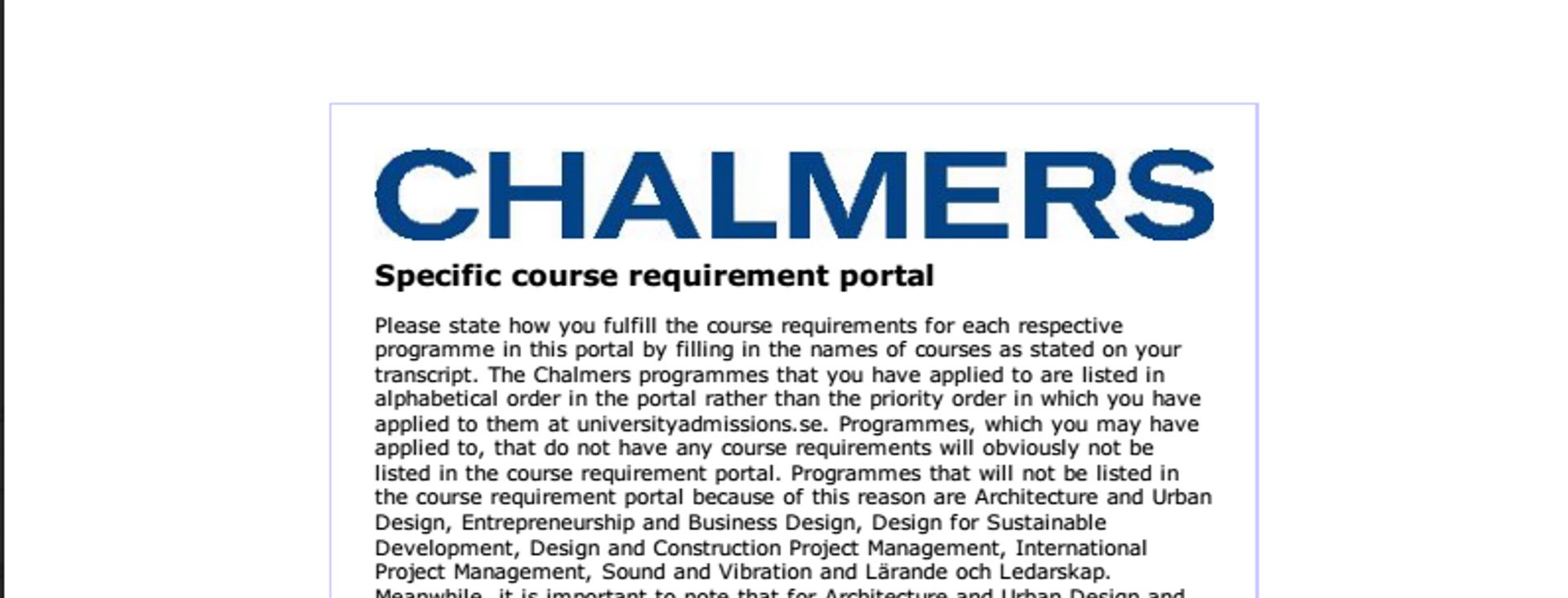 chalmersspecificrequirement