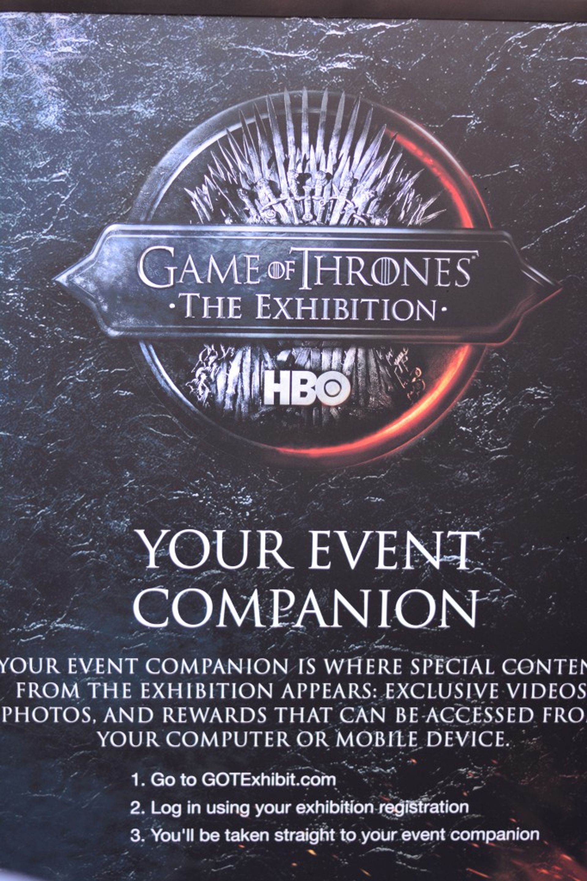 The event companion- your ticket to some nifty interactive features, like getting turned into a white walker, or getting incinerated by a dragon!