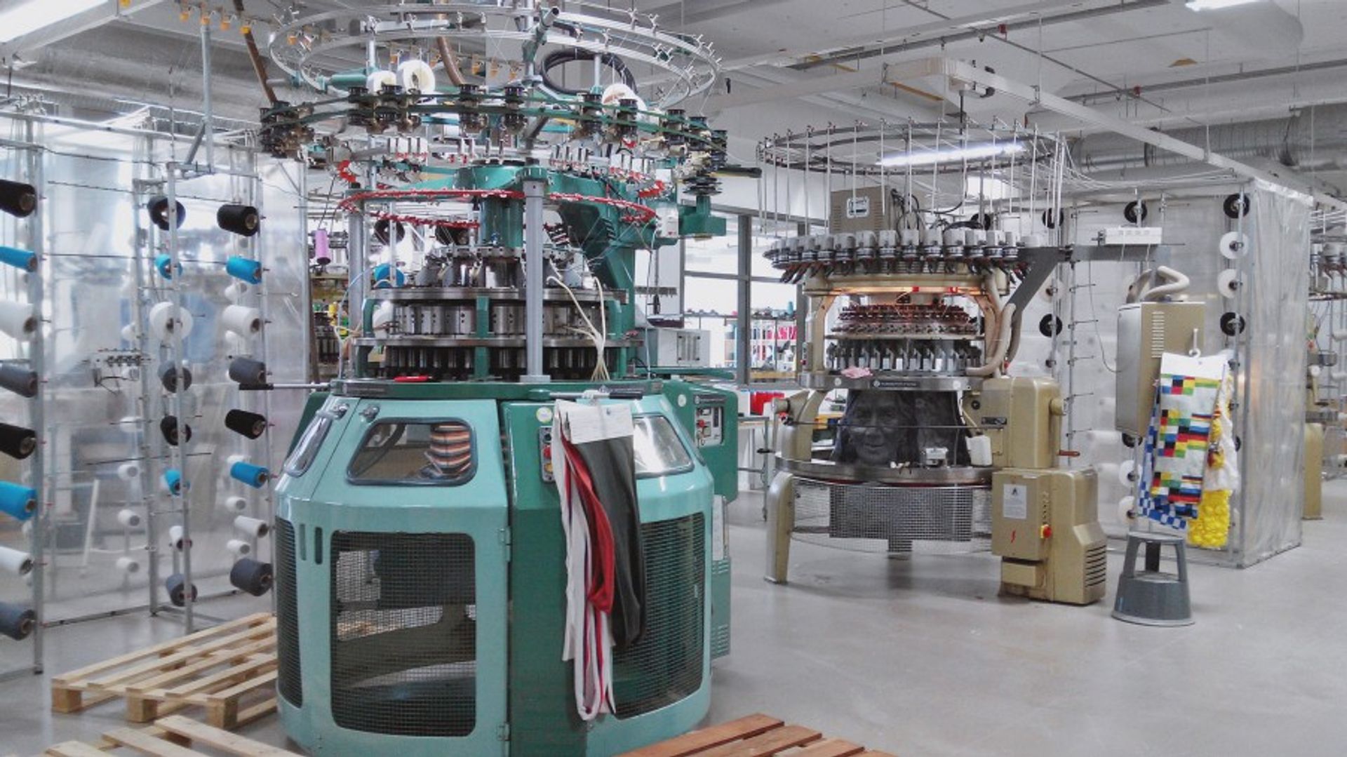 Industrial knitting machine in the school