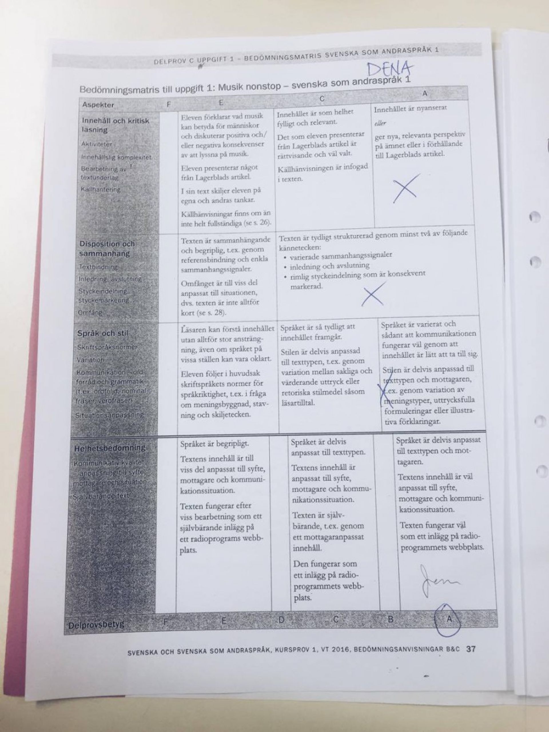 An exam paper.