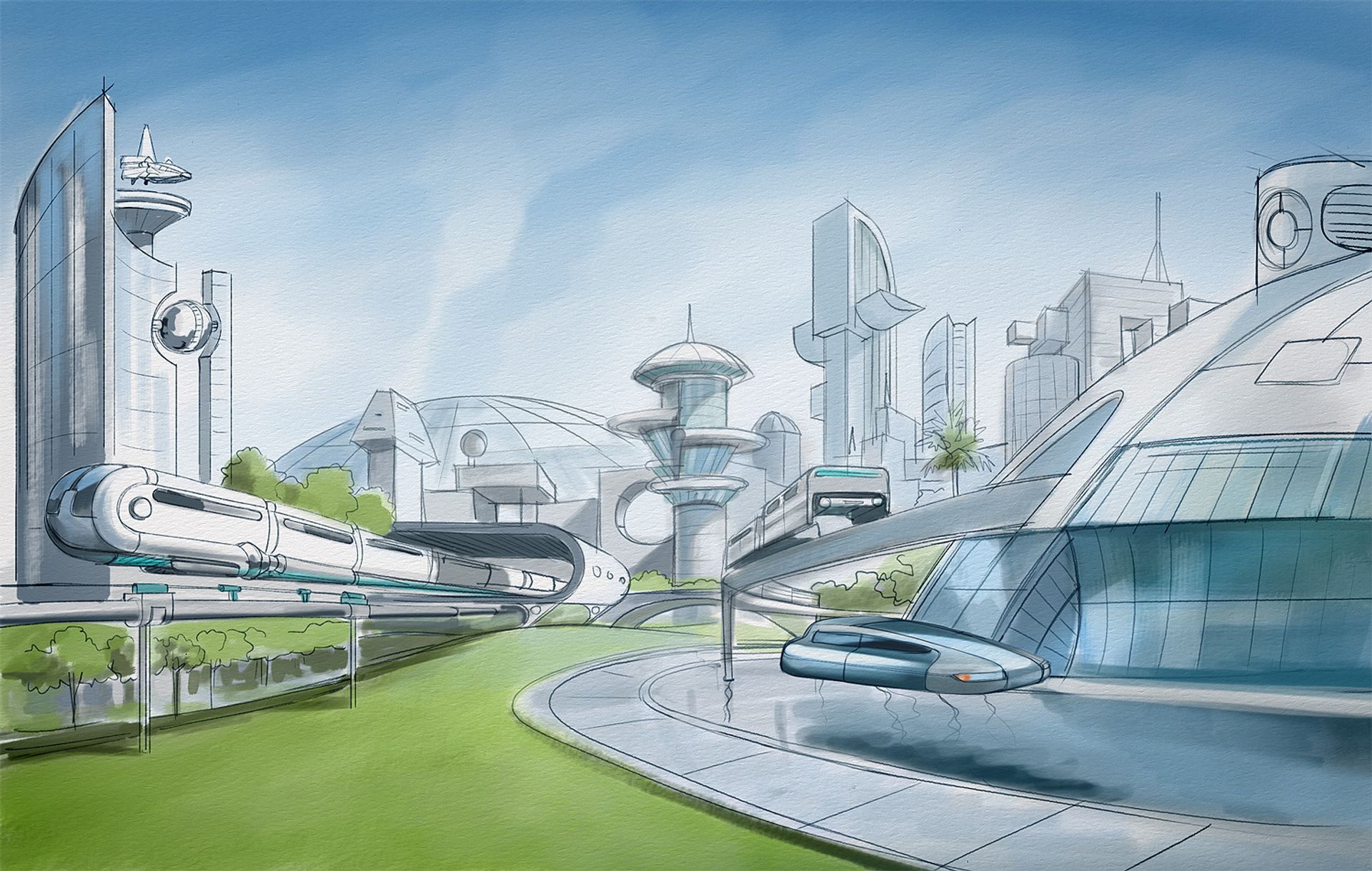 Рисунки современность. Экогород будущего концепт. Футуристический пейзаж. Город будущего рисунок. Современный город рисунок.