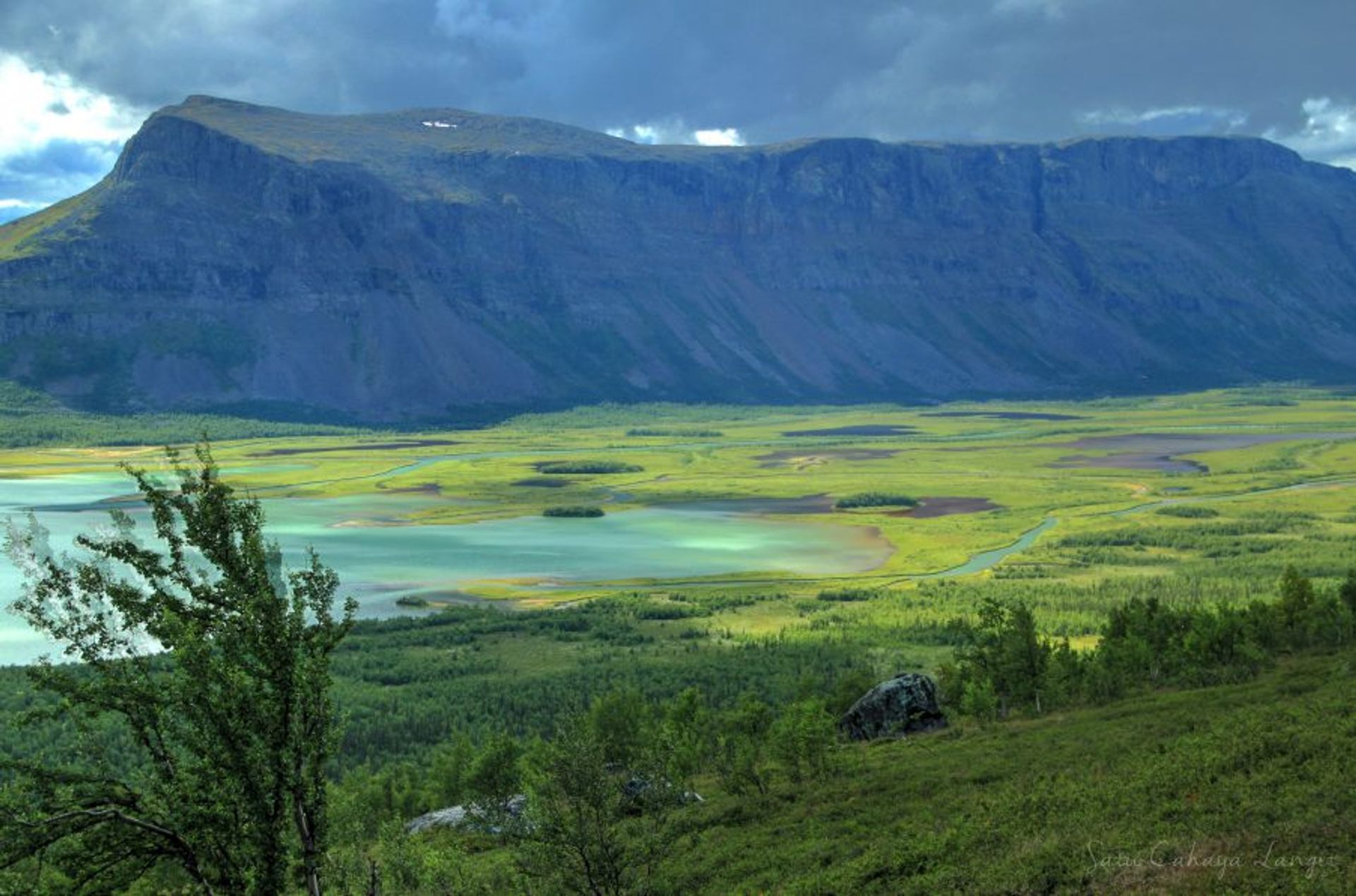 View of Rapadalen from the mountain side.
