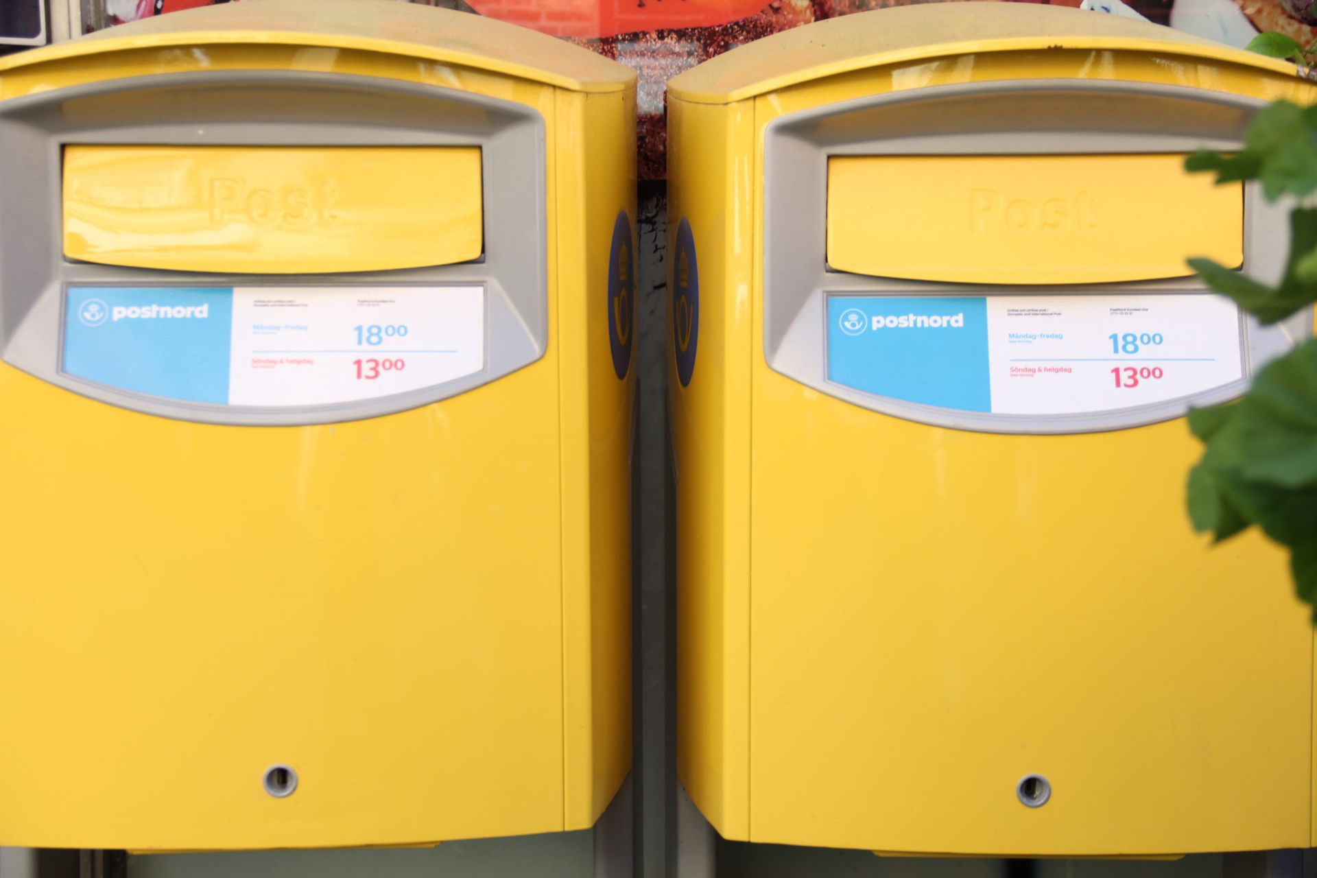 Yellow post boxes.