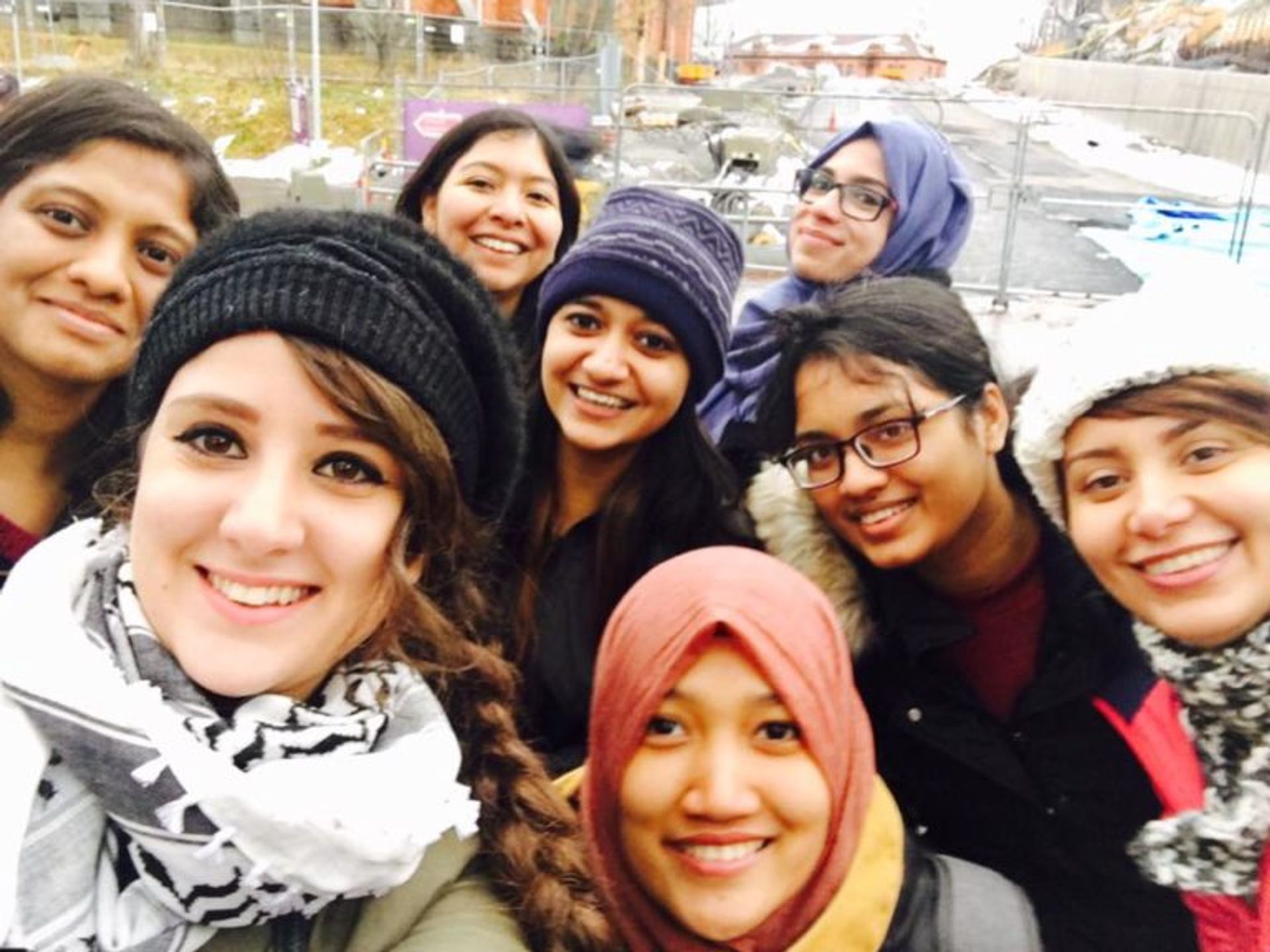 A group of students taking a selfie.