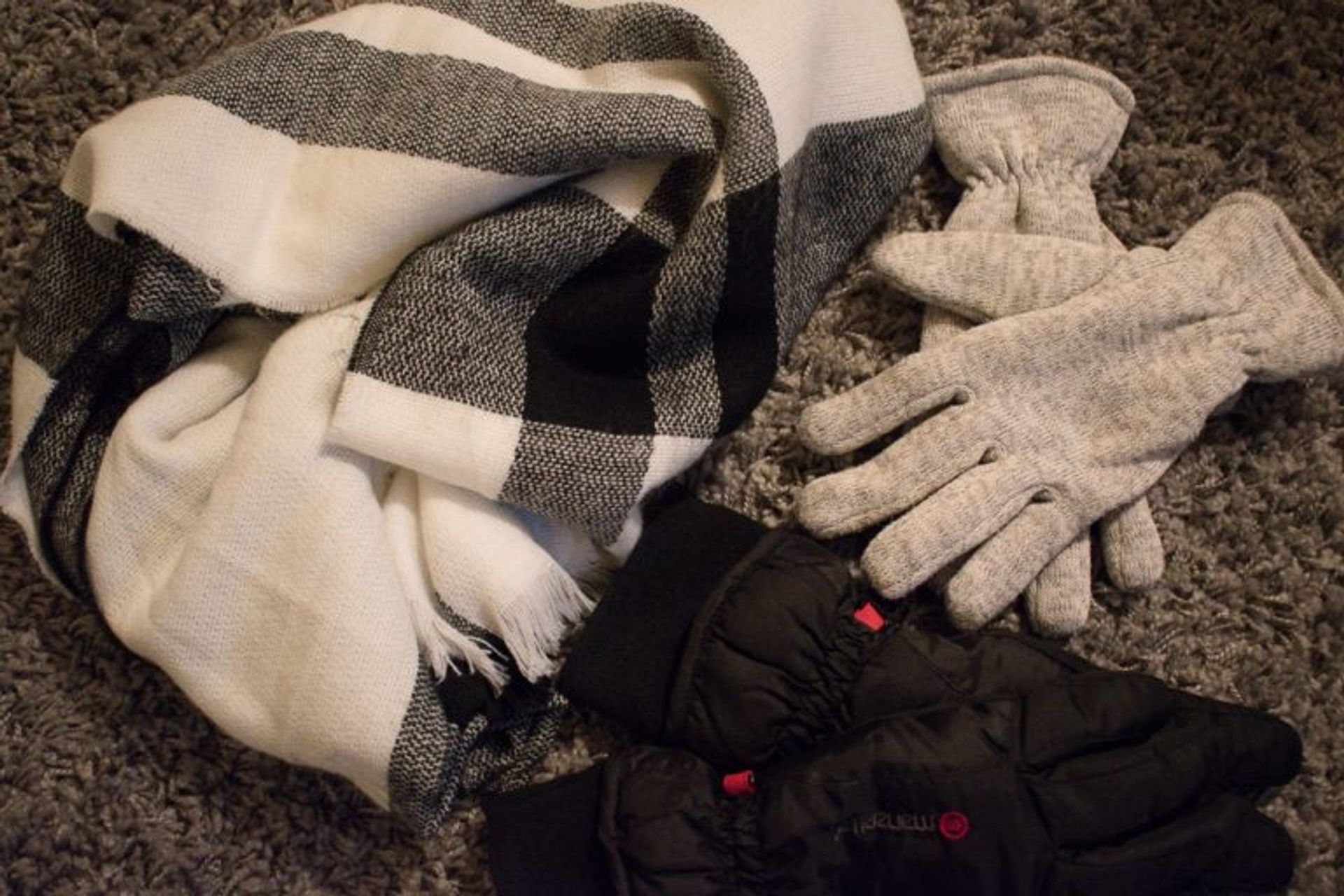 Scarf and gloves.