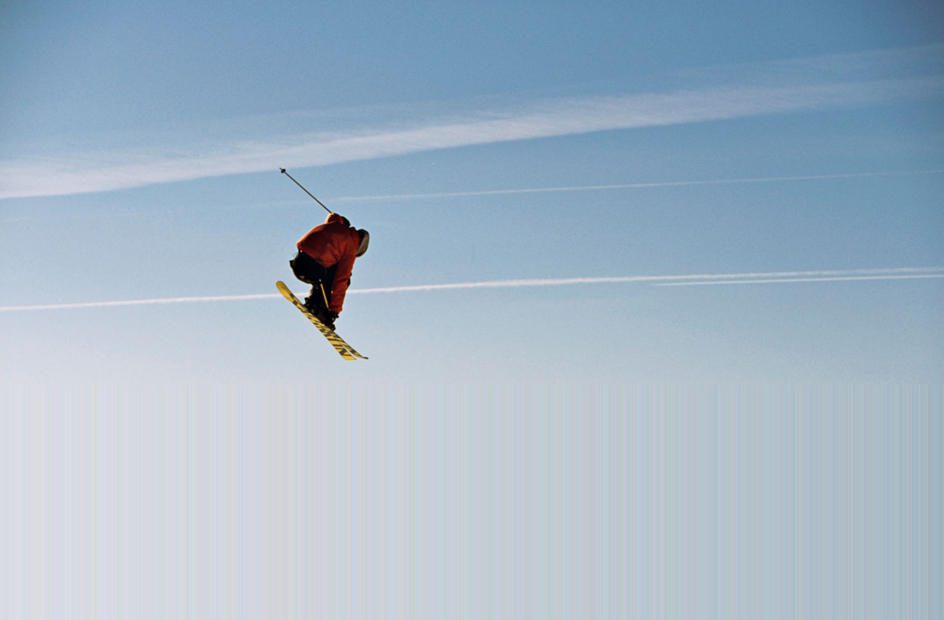 A person skiing.