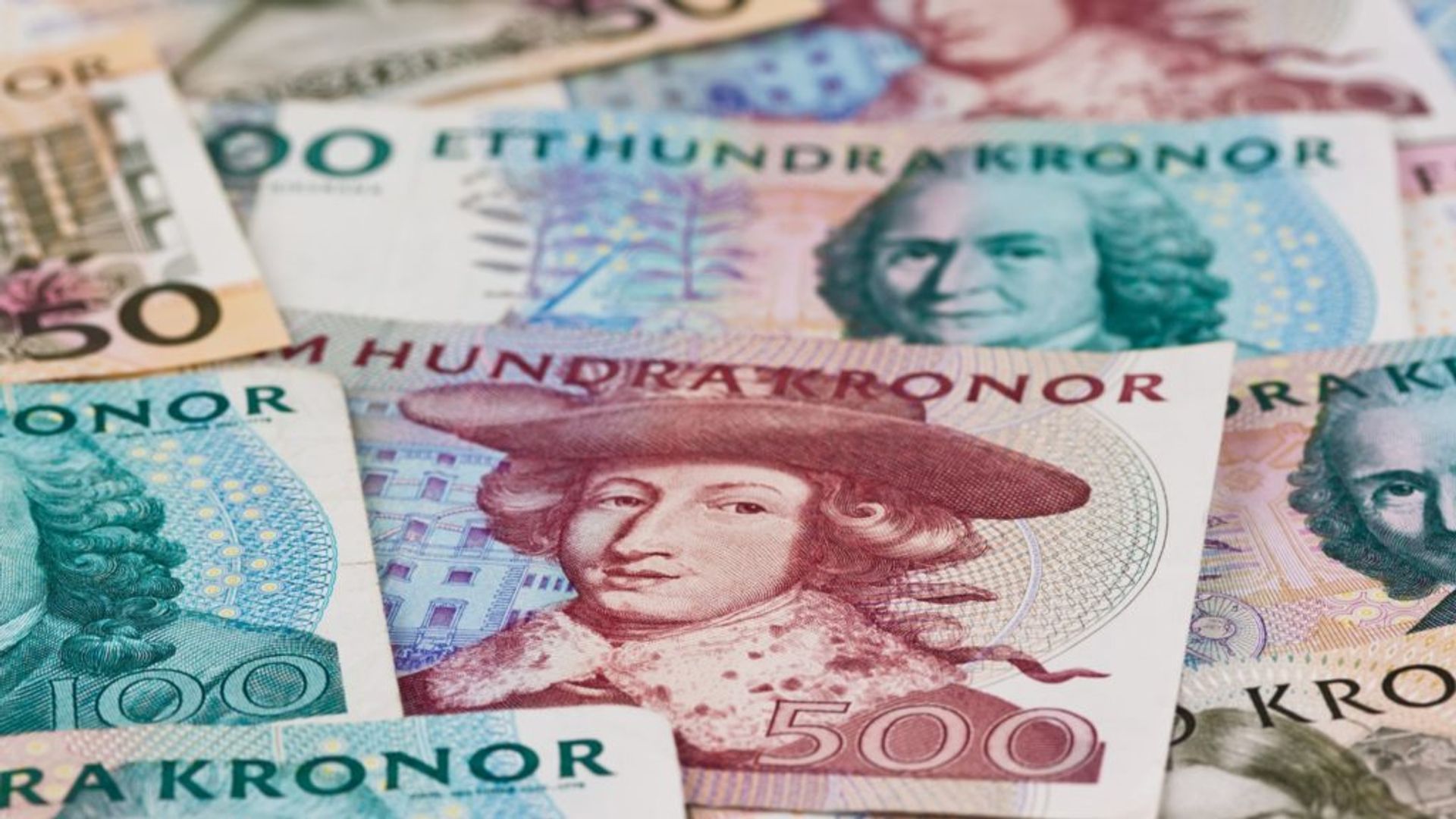 Swedish kronor bank notes.