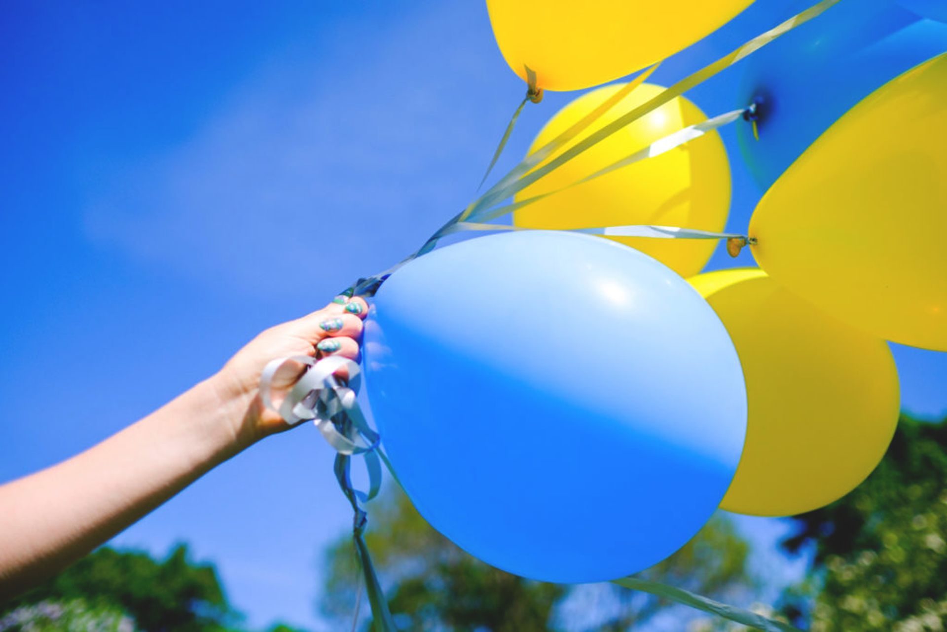 Blue and yellow balloons.