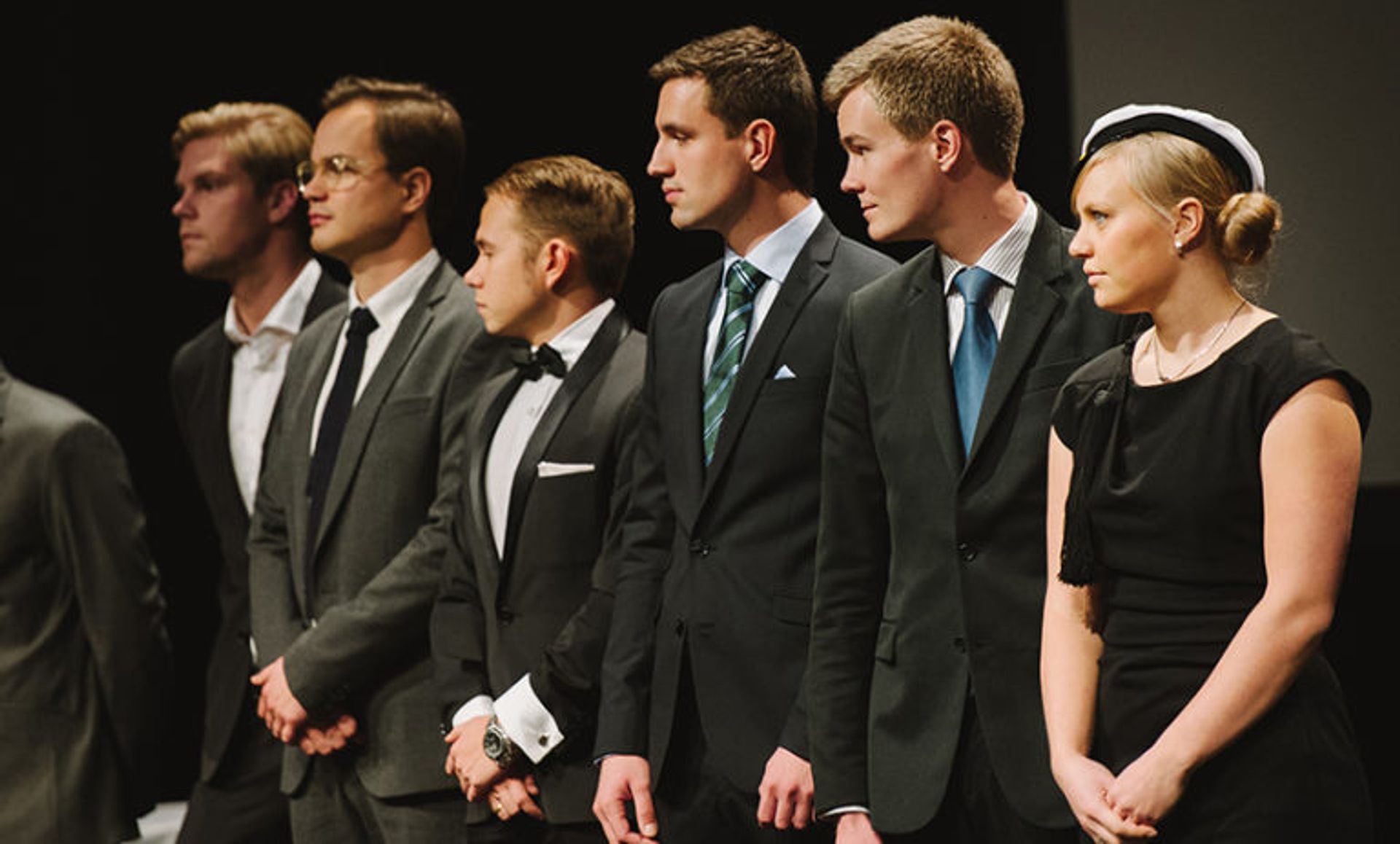 Students dressed up in suits.