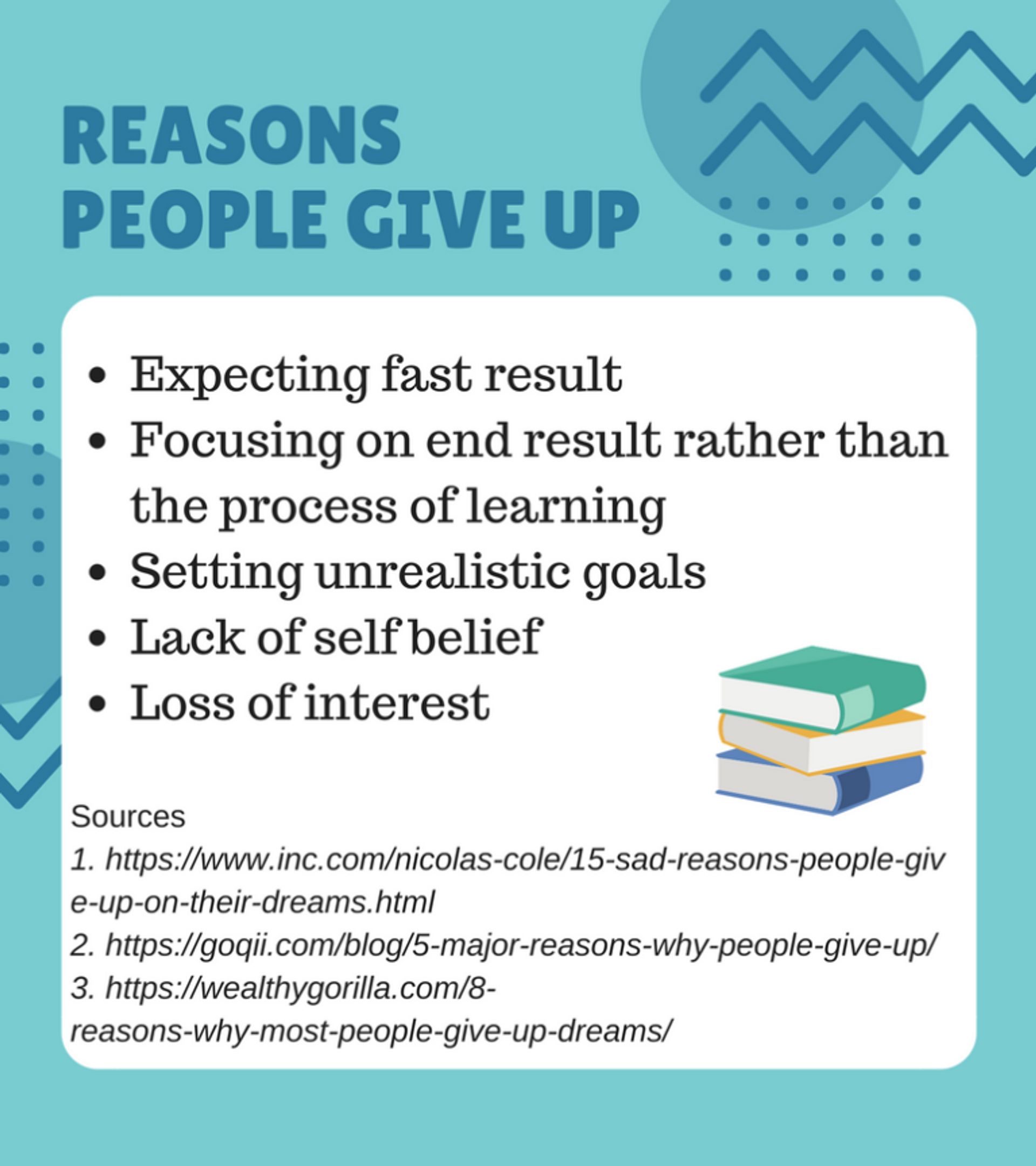 list of reasons why people give up