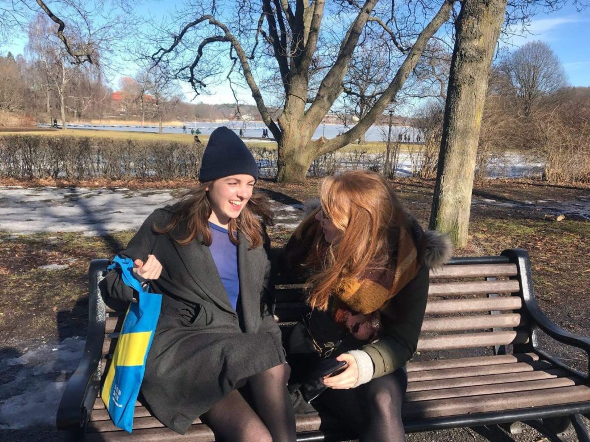 friends on a bench in the sun