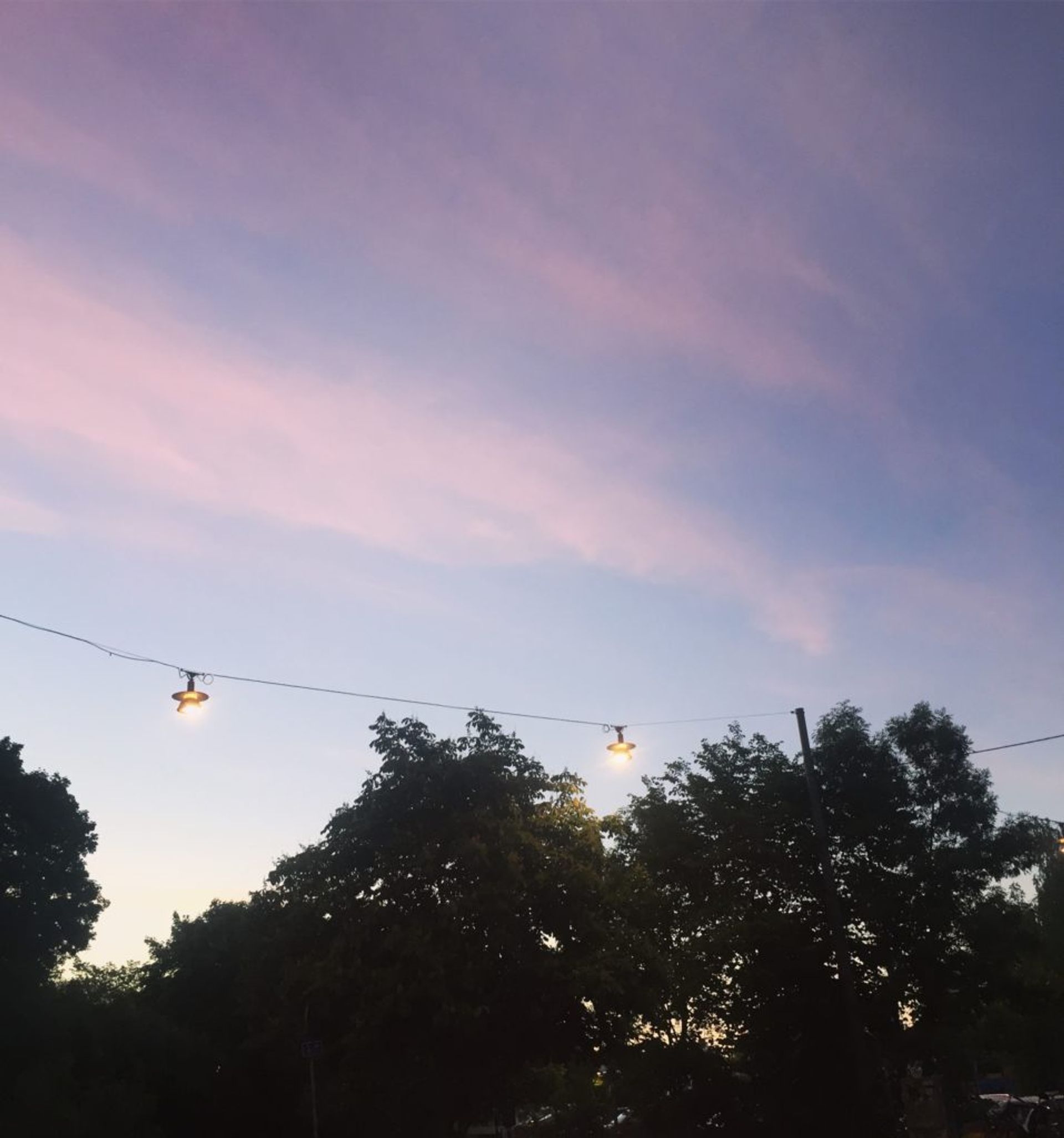 Street lighting in the middle of the road, sunshine at 3am in Stockholm! June 2018