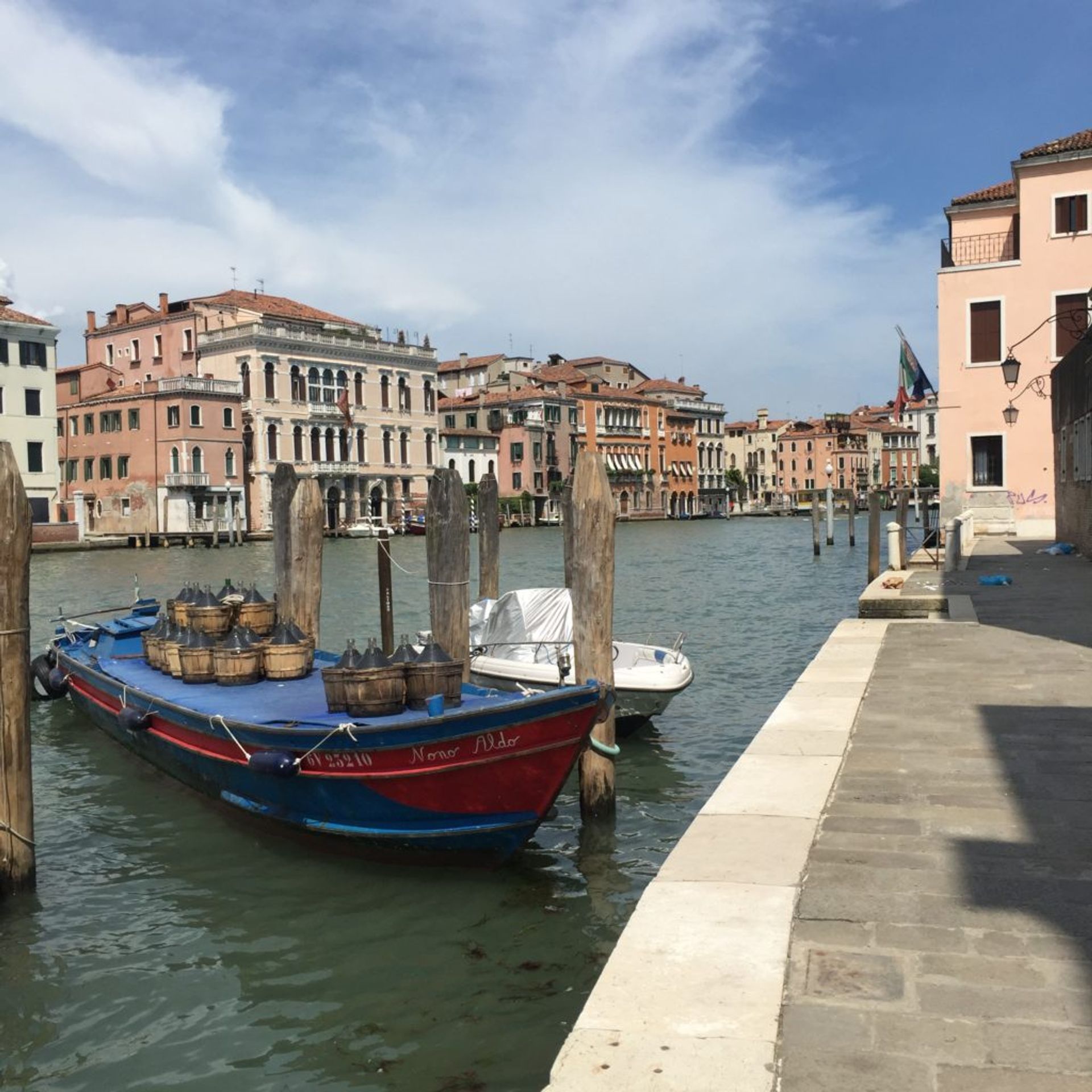 Aforementioned boat transferred barrels of wine in Venice, June 2018