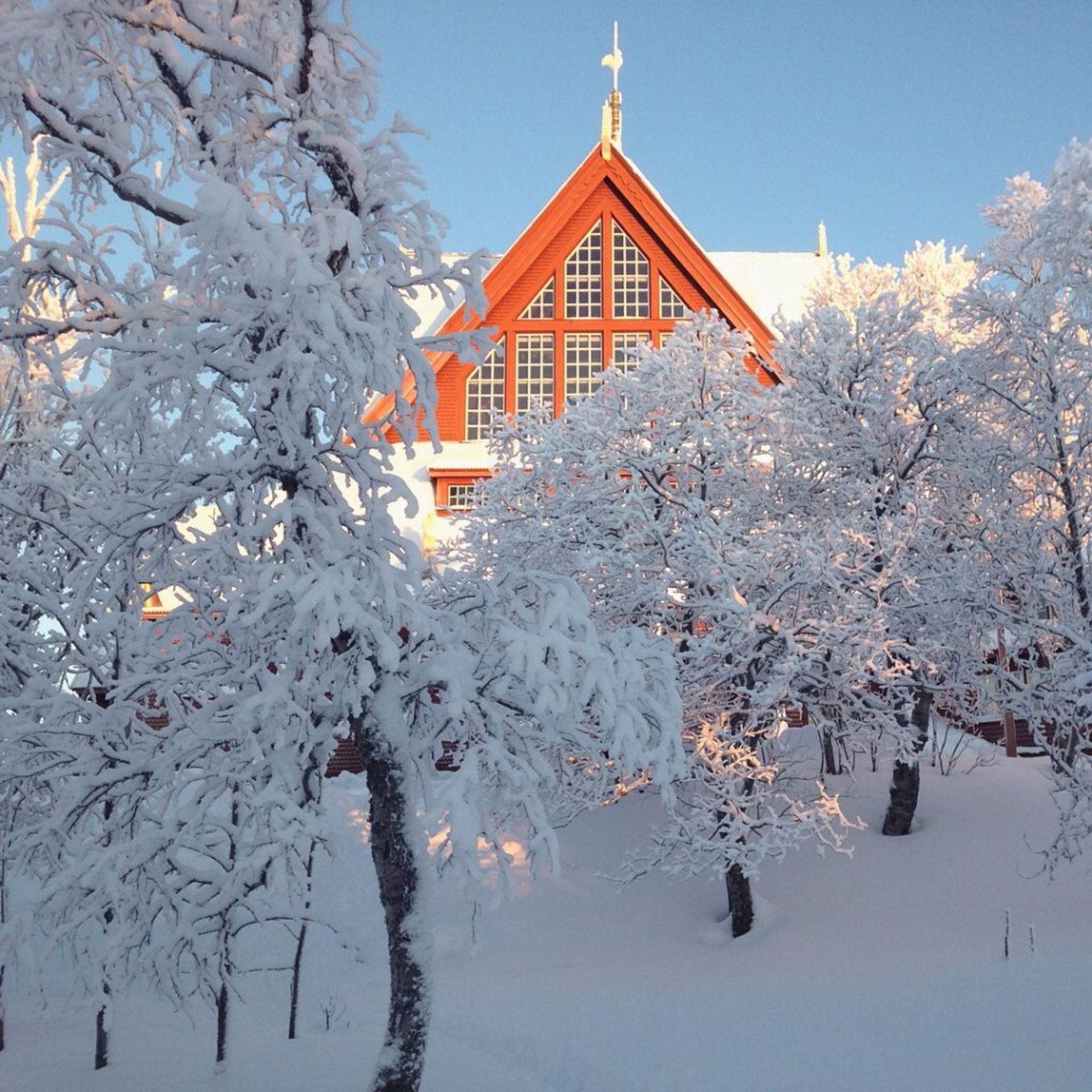Church in Kiruna, Northern Sweden in January 2018