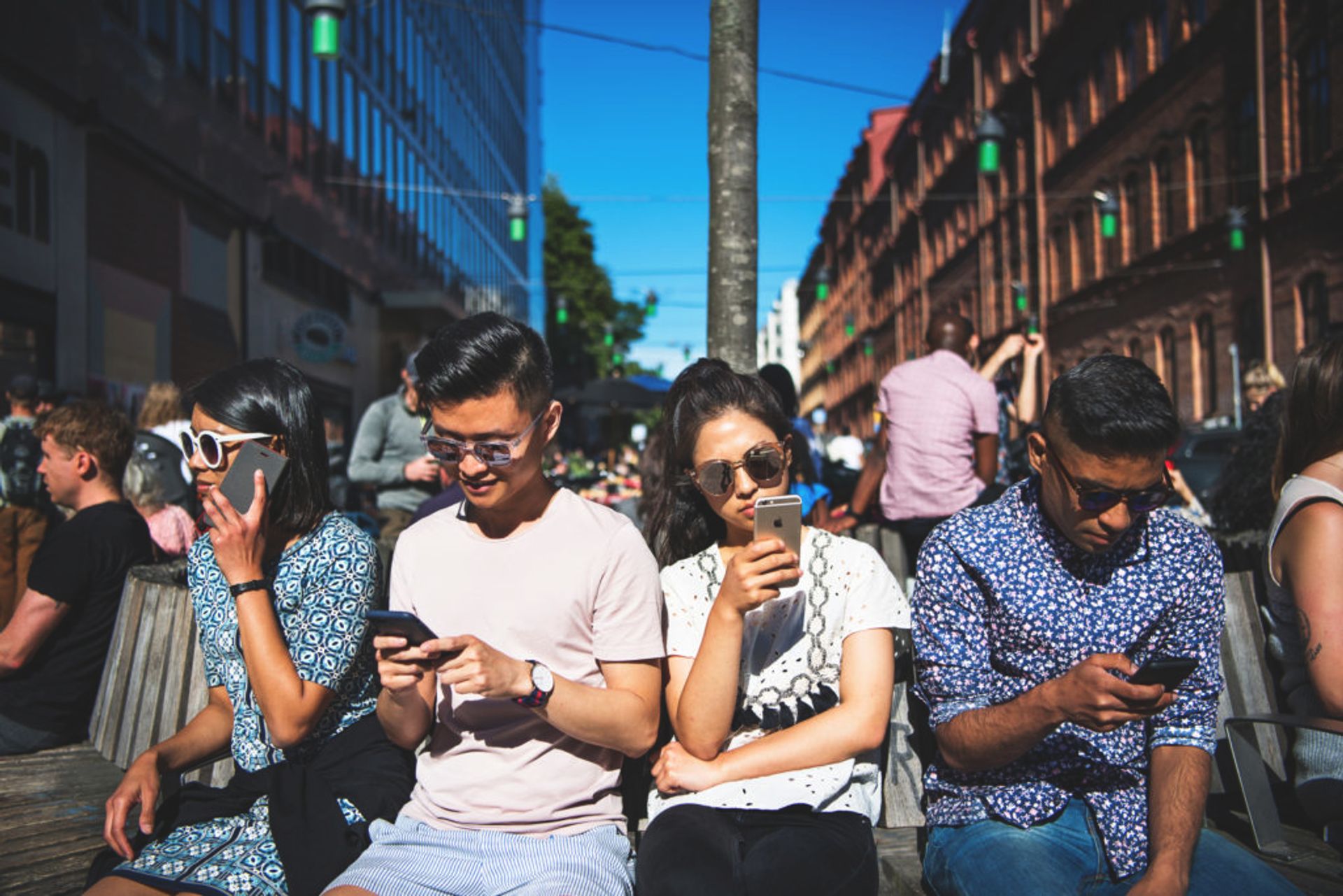 Students using cellphones