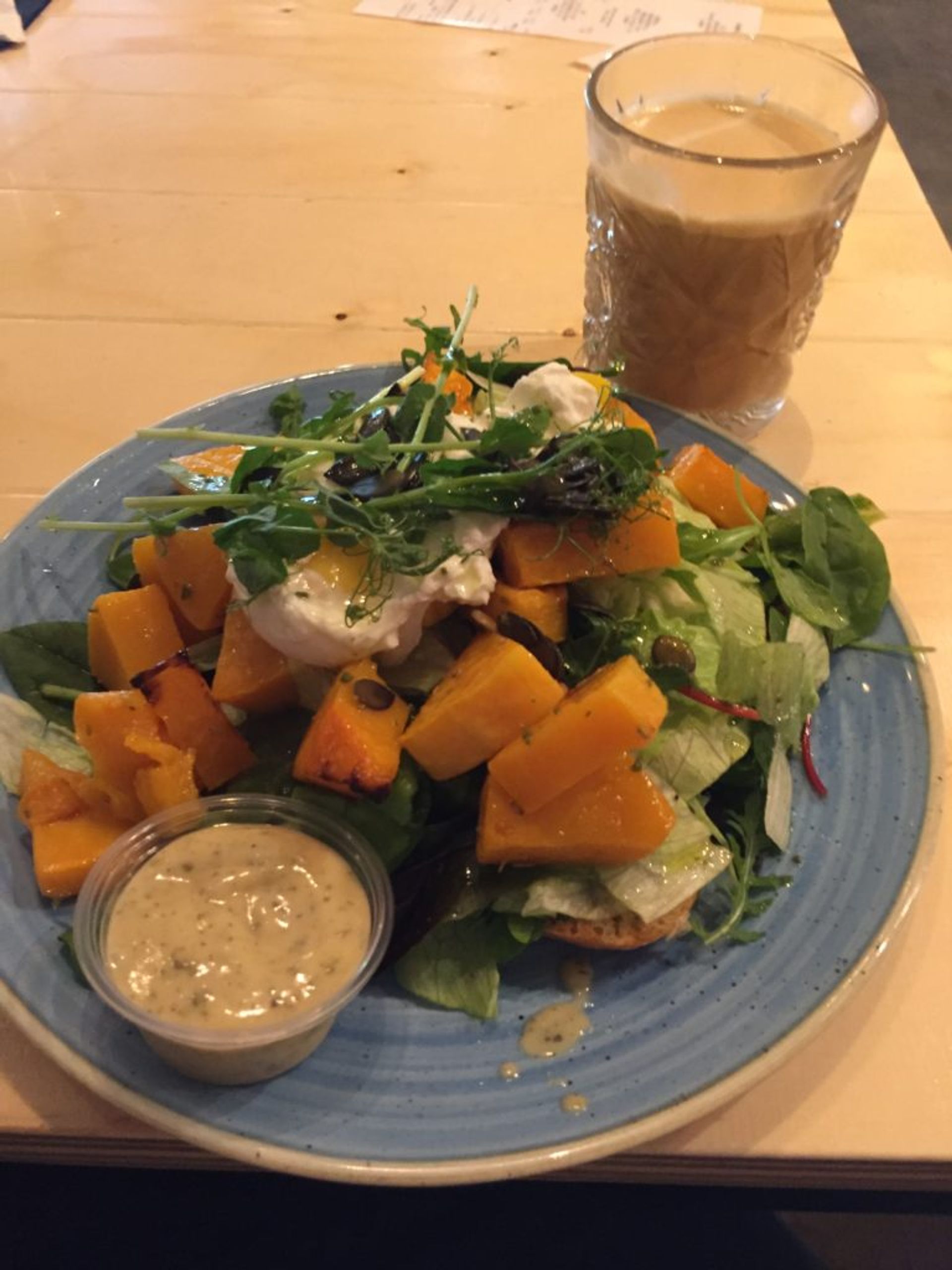 Butternut squash salad and a coffee 