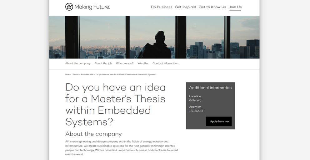 master thesis jobs in sweden