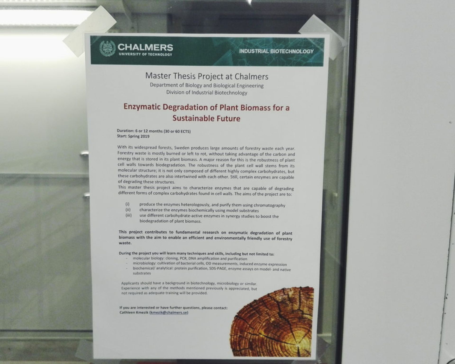 Poster advertising an available master thesis position.