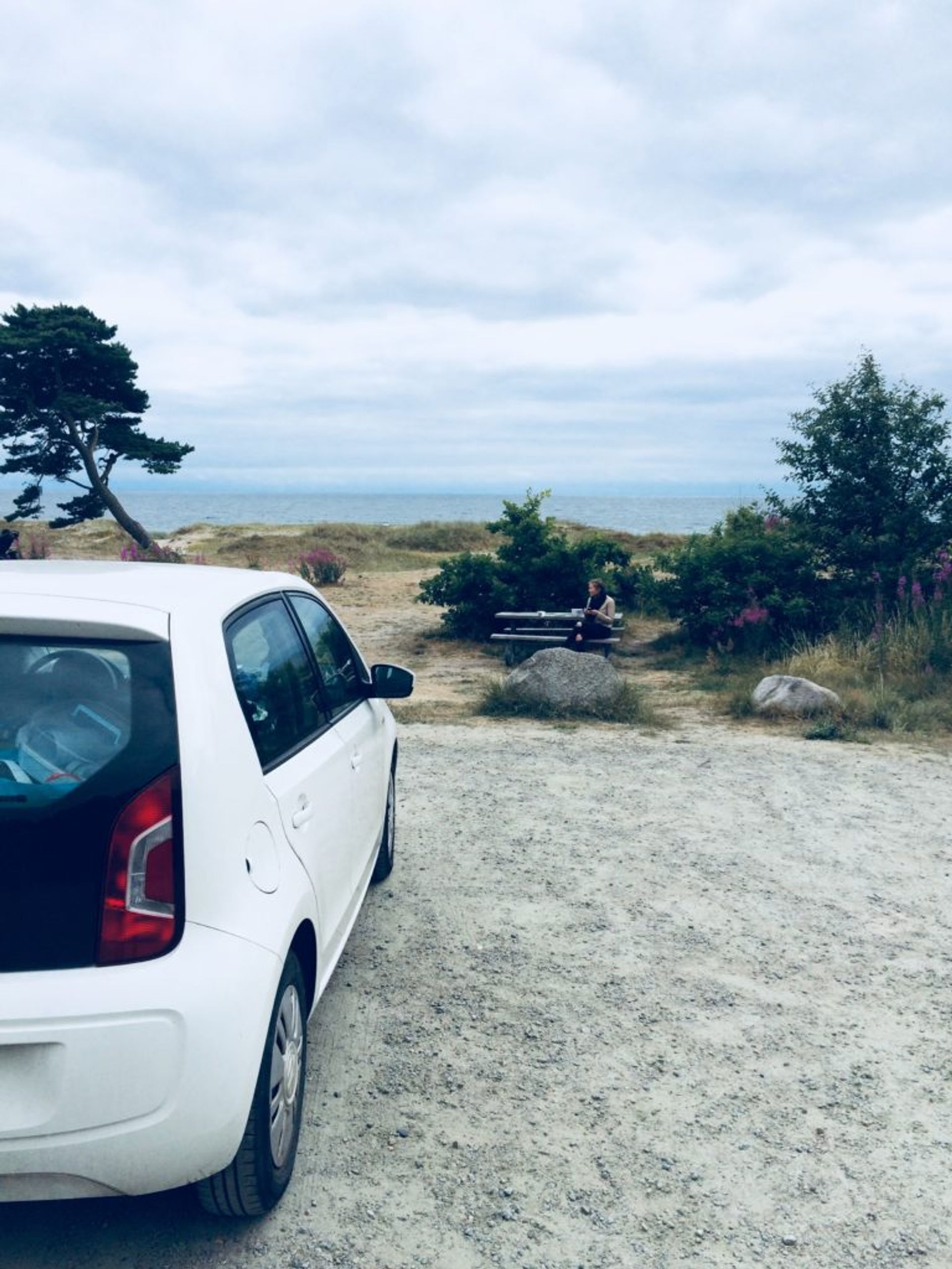Car and beach in Sweden.