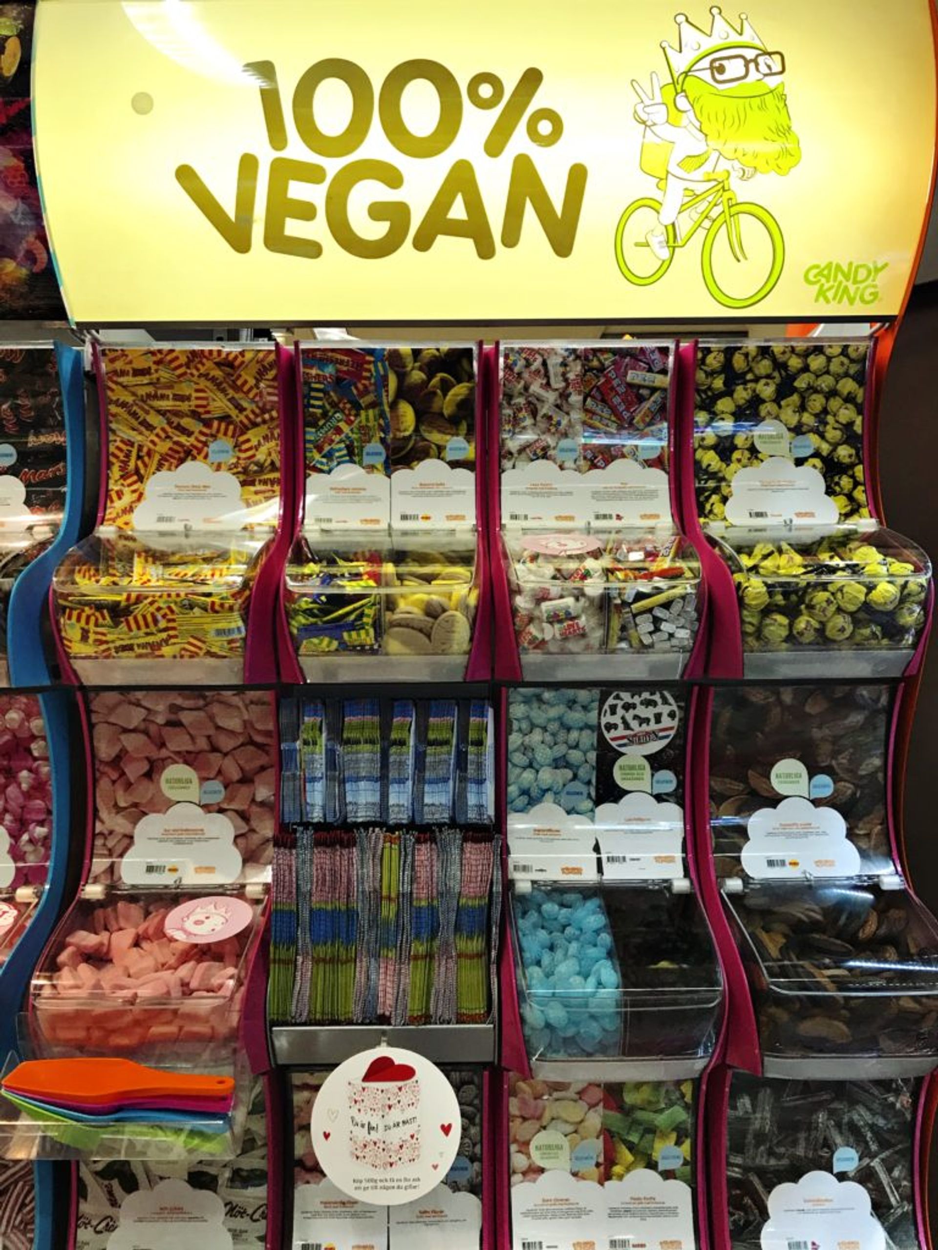 Selection of vegan sweets in a pick'n'mix.