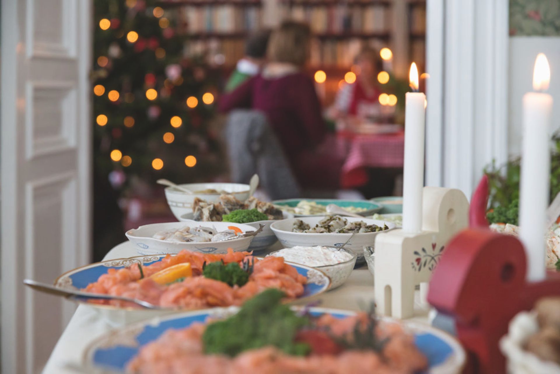 A typical Swedish Christmas food table.
