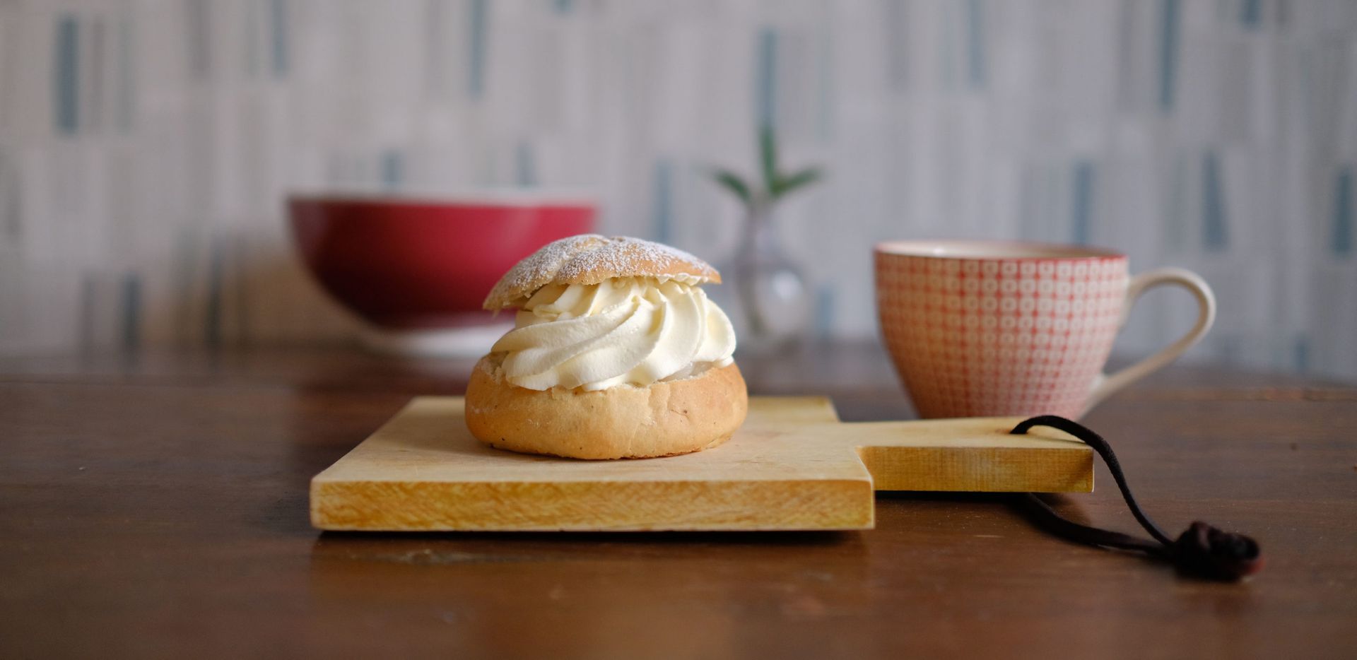 A Swedish Semla (bun with almond paste and whipped cream).