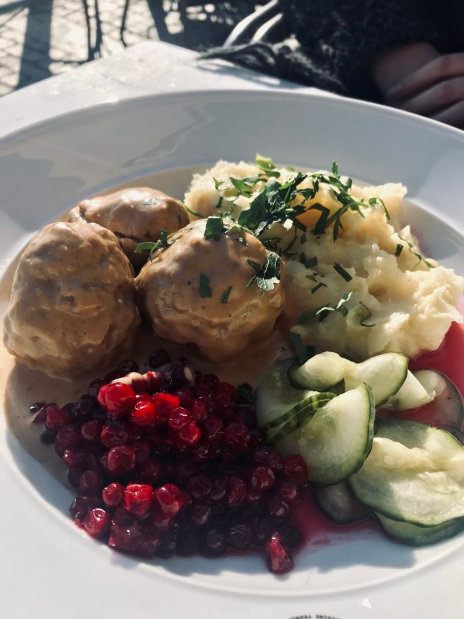 A plate of traditional Swedish meatballs.