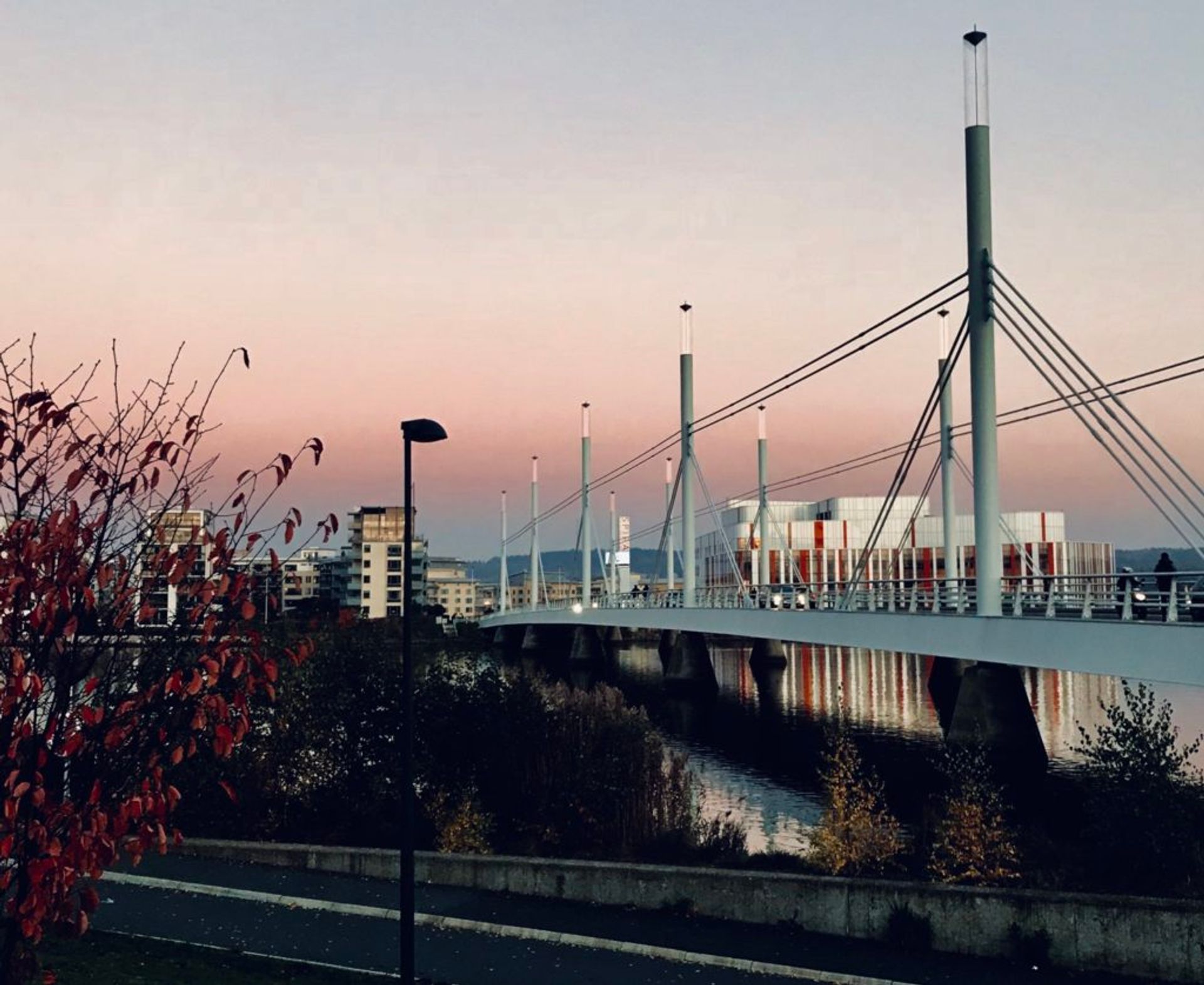 A bridge over a river.