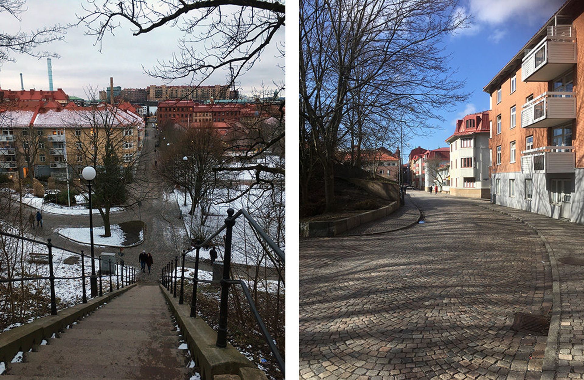 Streets in a residential area of Gothenburg.