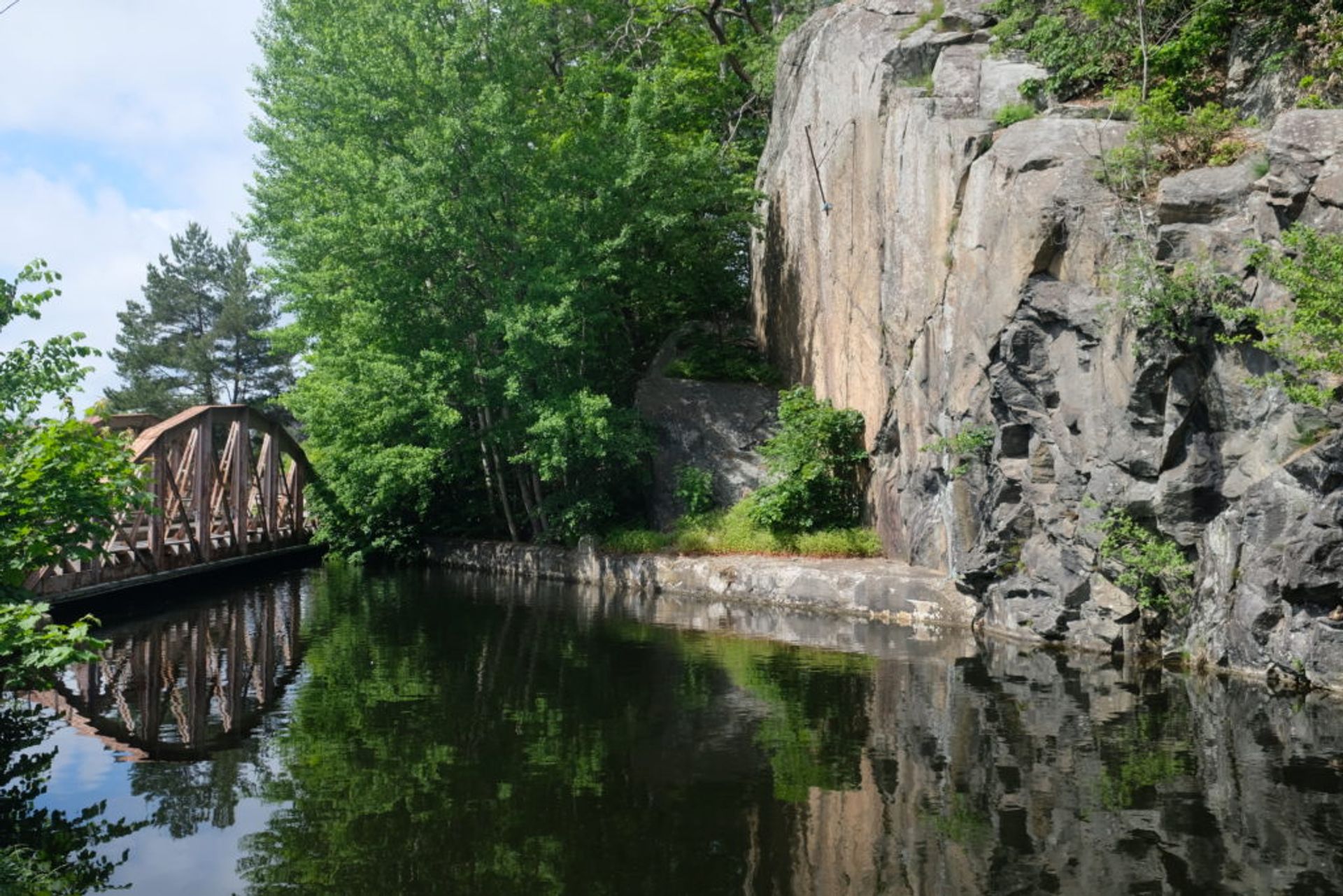 A bridge over a river.