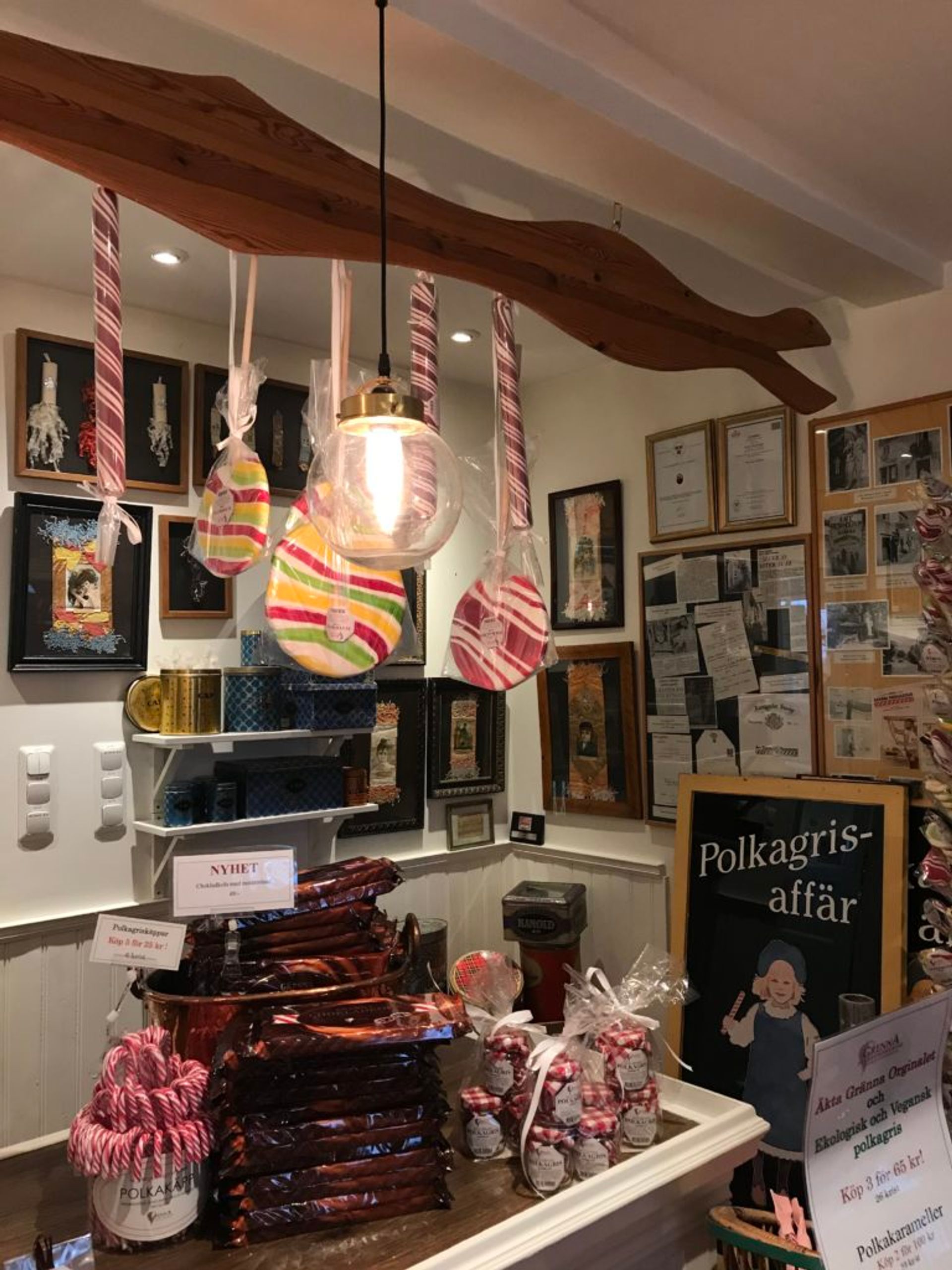 Store selling candy cane and other sweets.