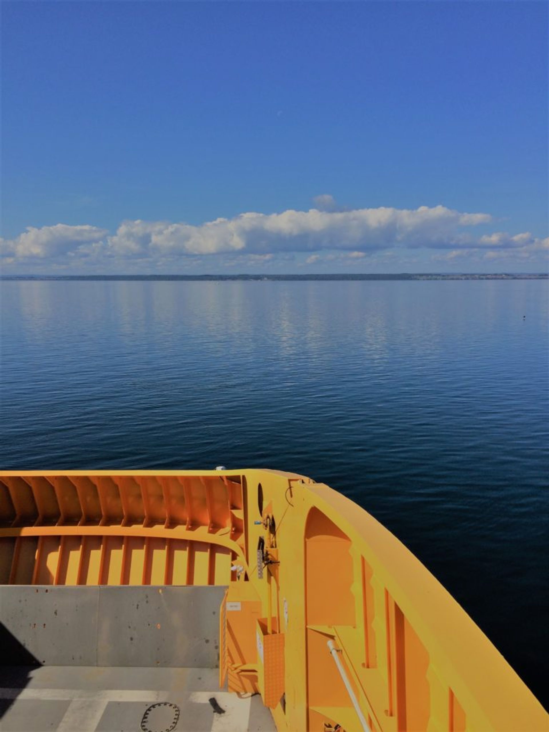 View of a lake from a ferry.