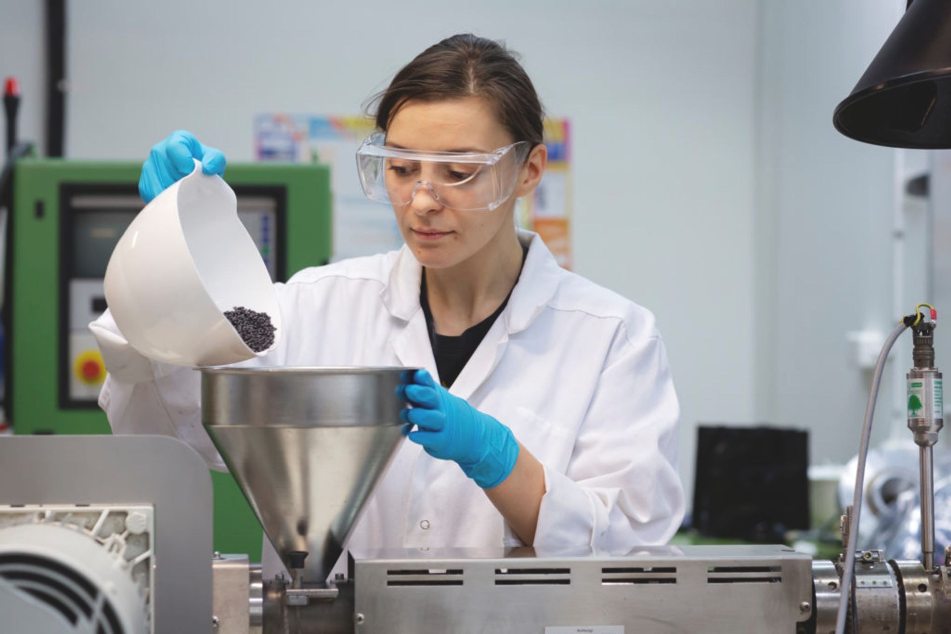 Student working in a lab.