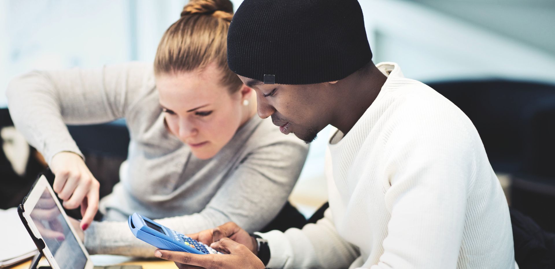 Two students studying together.