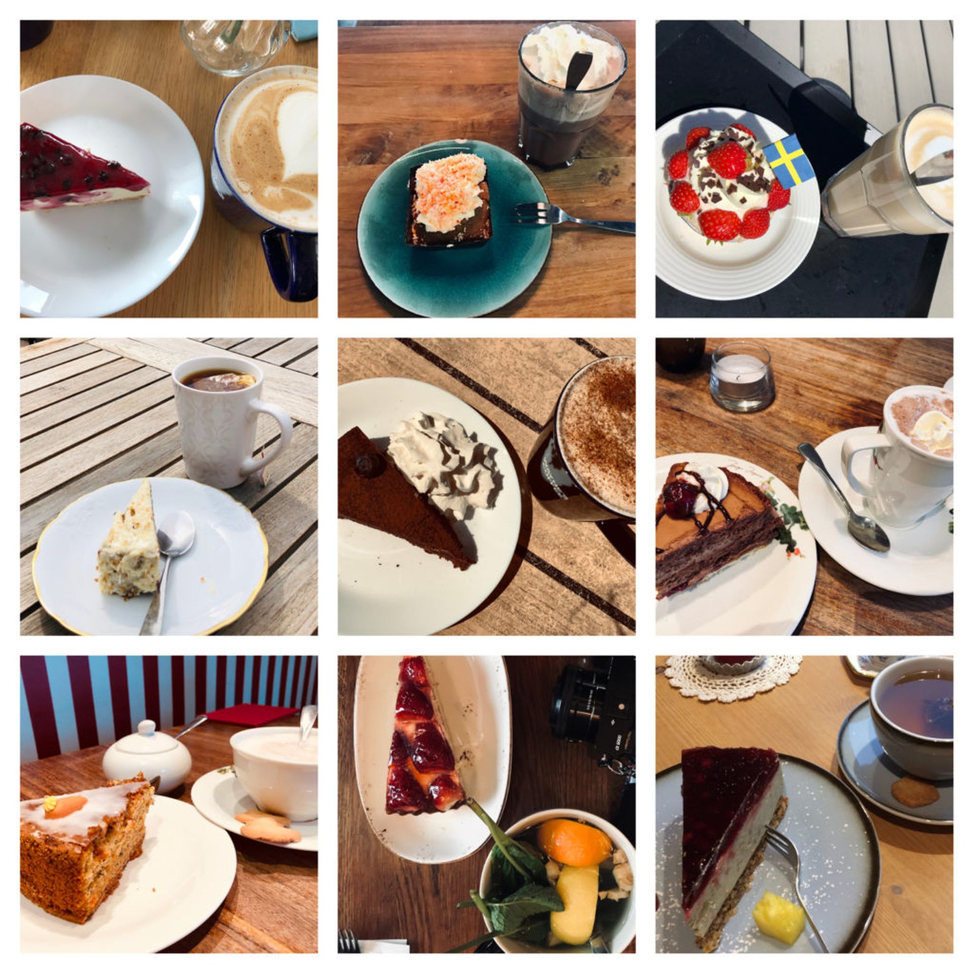 Collage of photos of cakes.