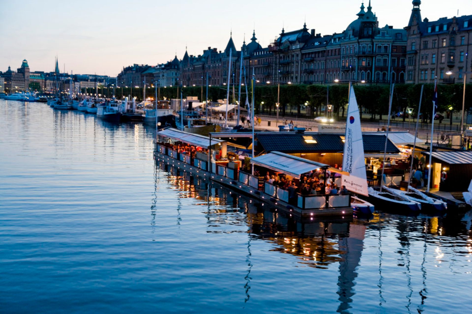A floating restaurant in Stockholm.