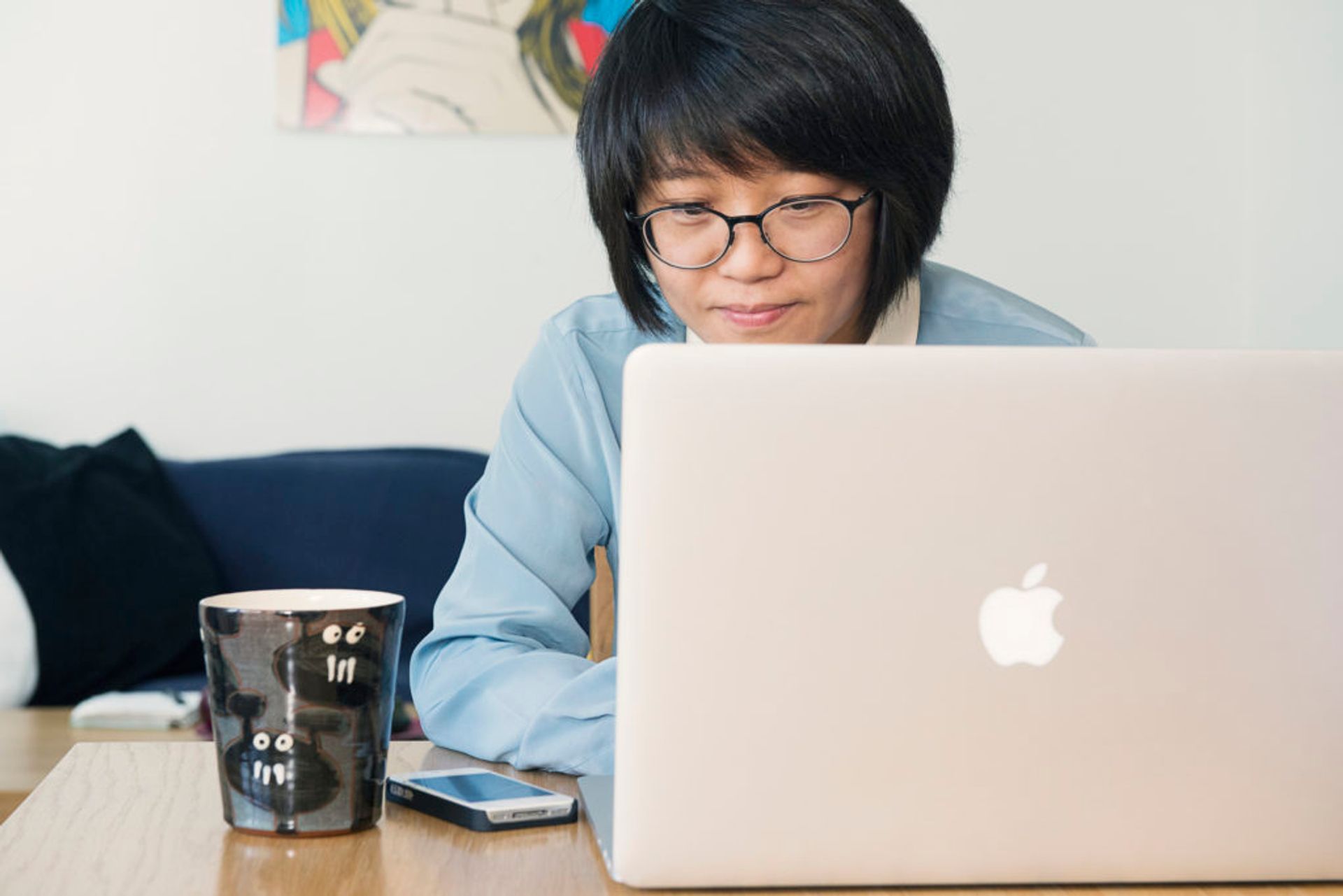 Student working on a laptop.