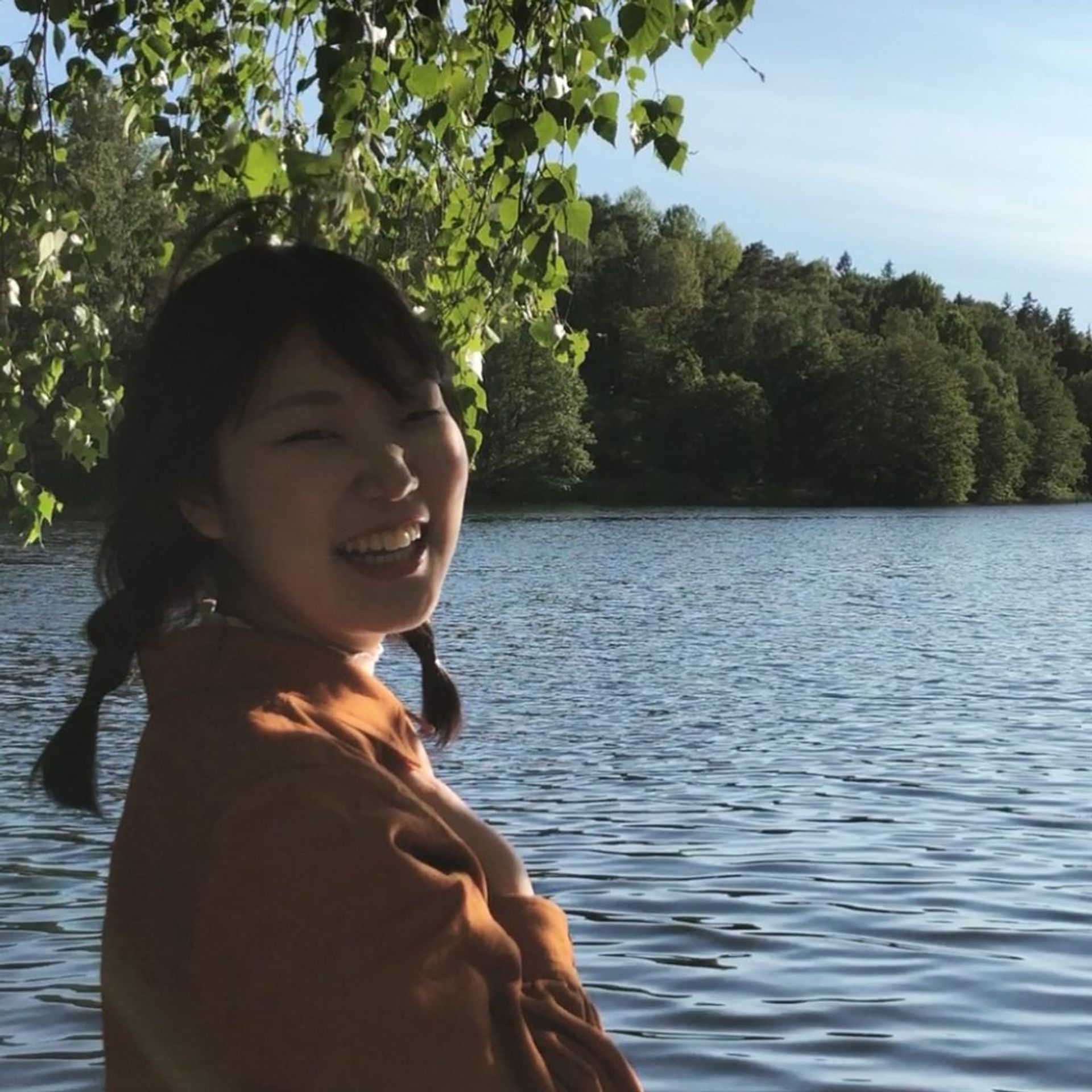 A friend by a lake out the back of Stockholm University, 2019 