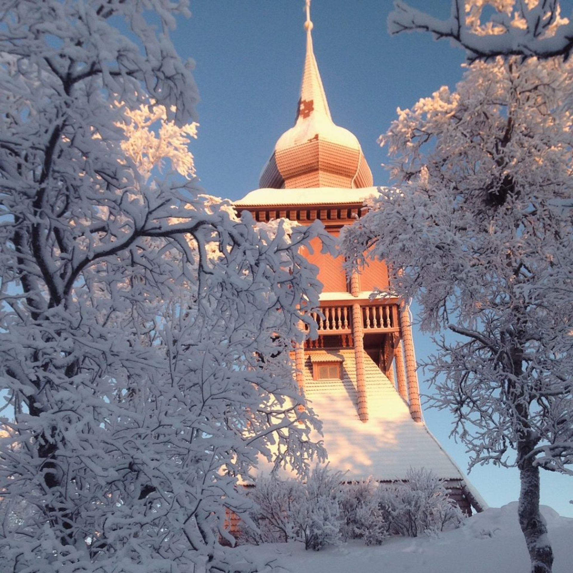 Pink spire in the winter 