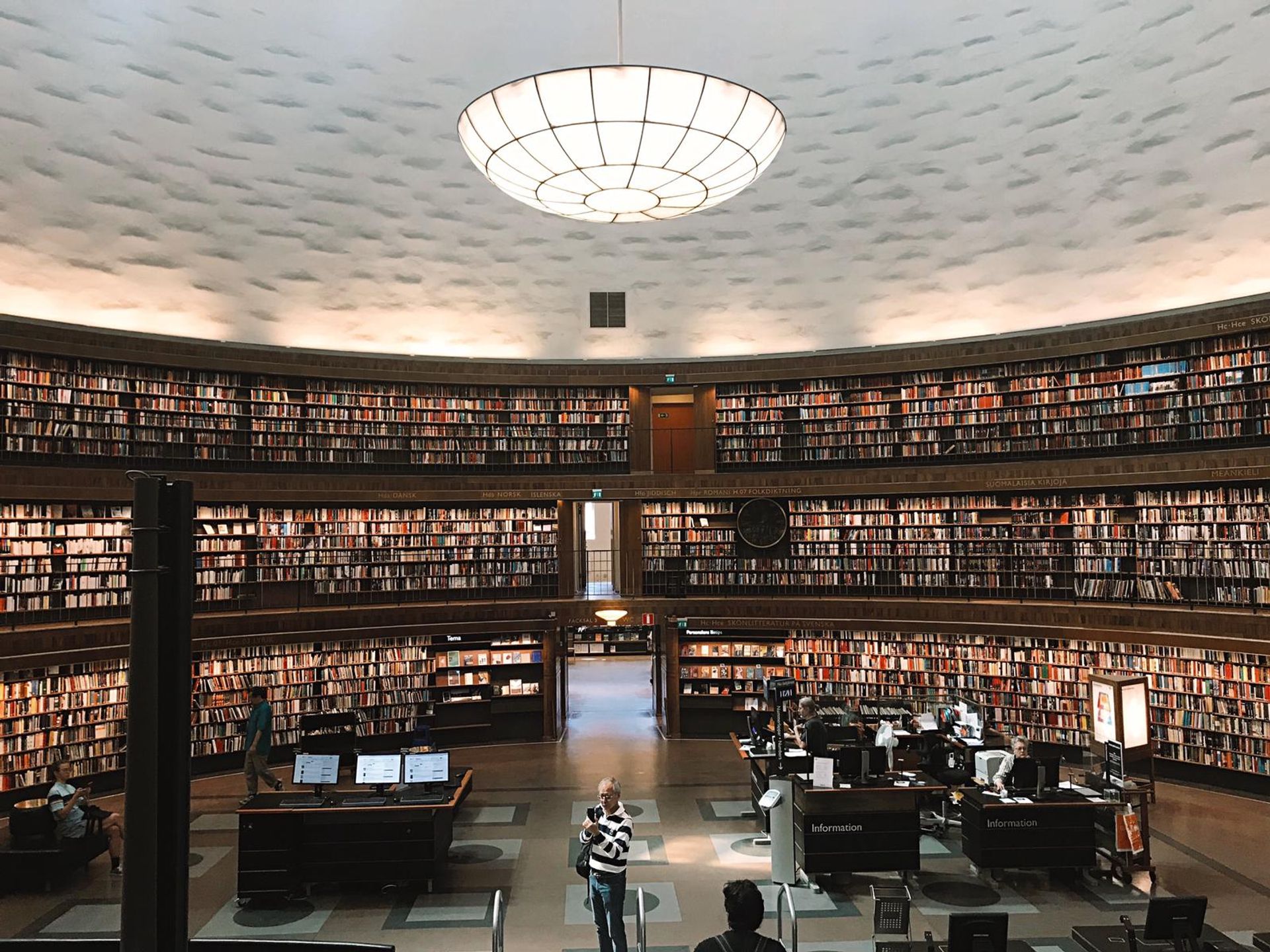 Inside the Stockholm Public Library.