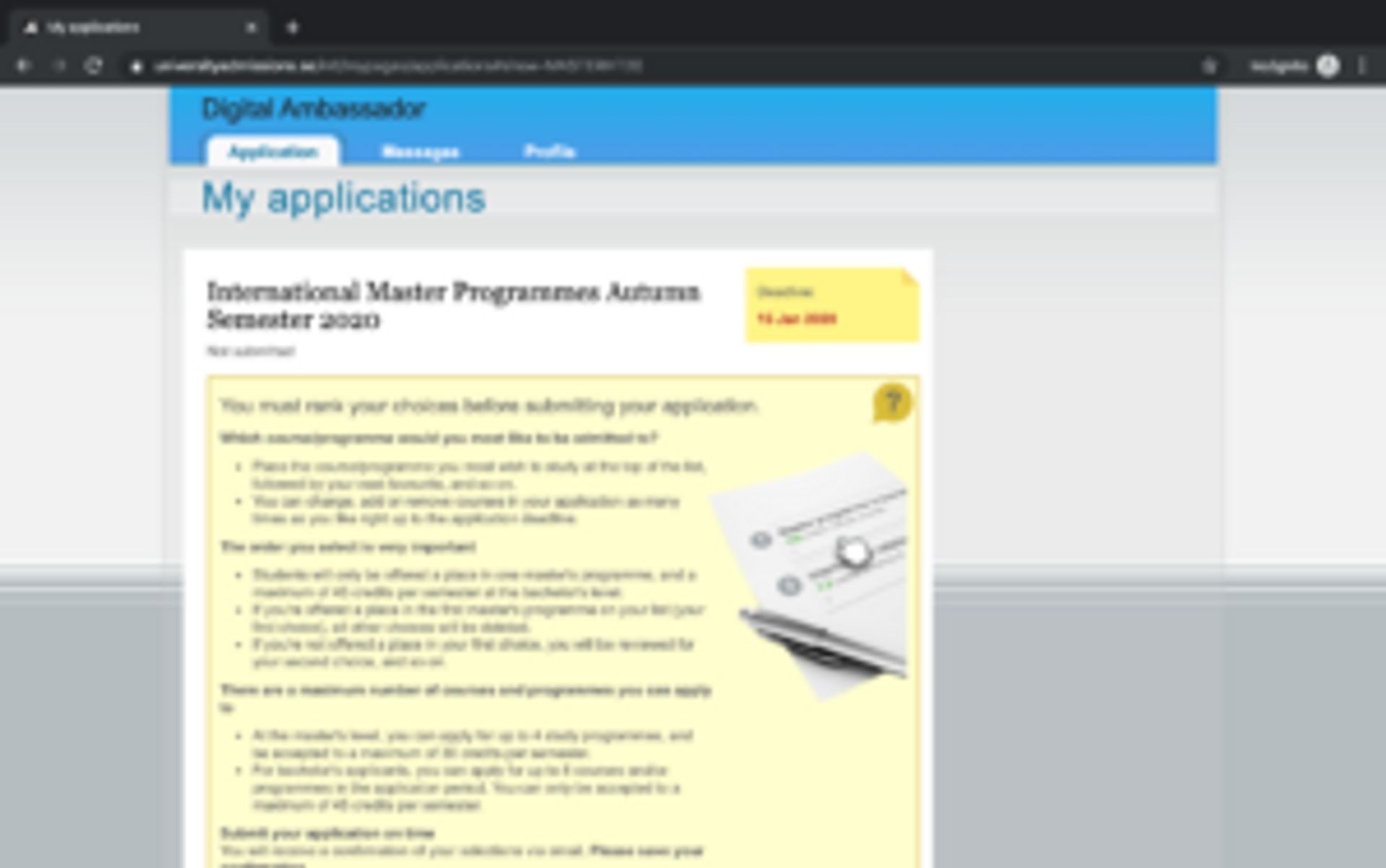 Screenshot of instructions for uploading documents,