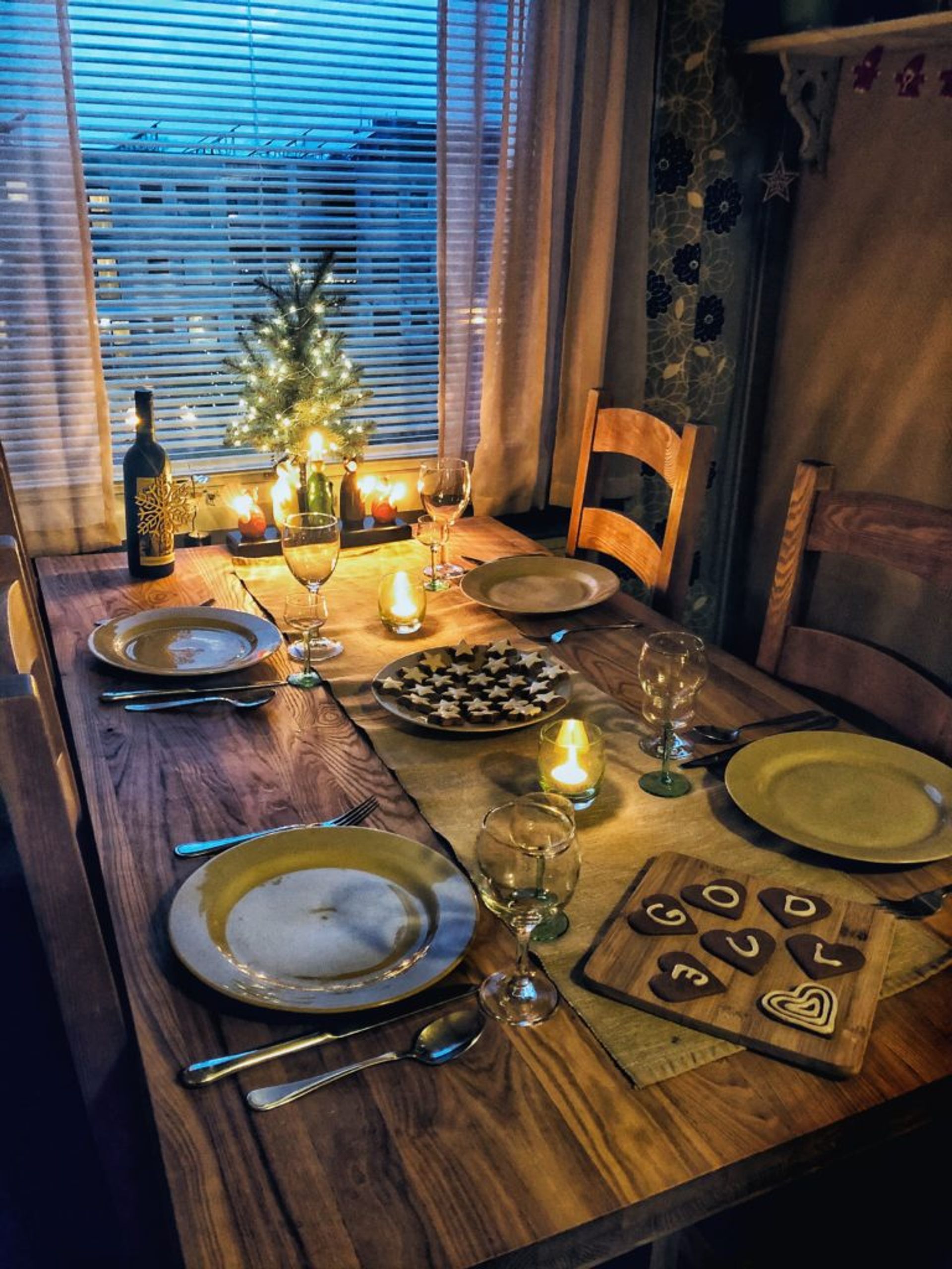 A table set for dinner.