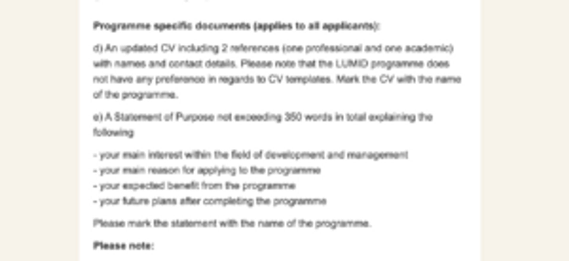 Screenshot of questions listed on a personal statement form.