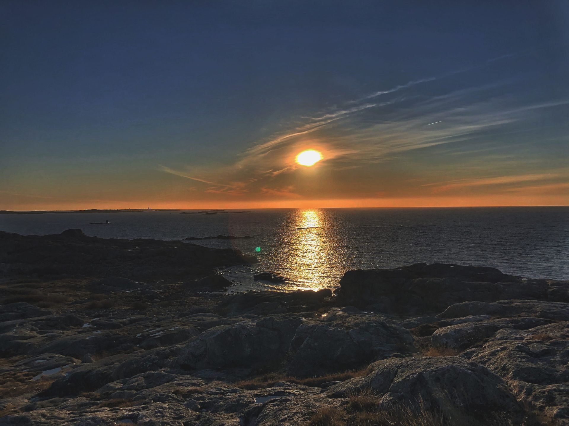 A sunset over the sea.