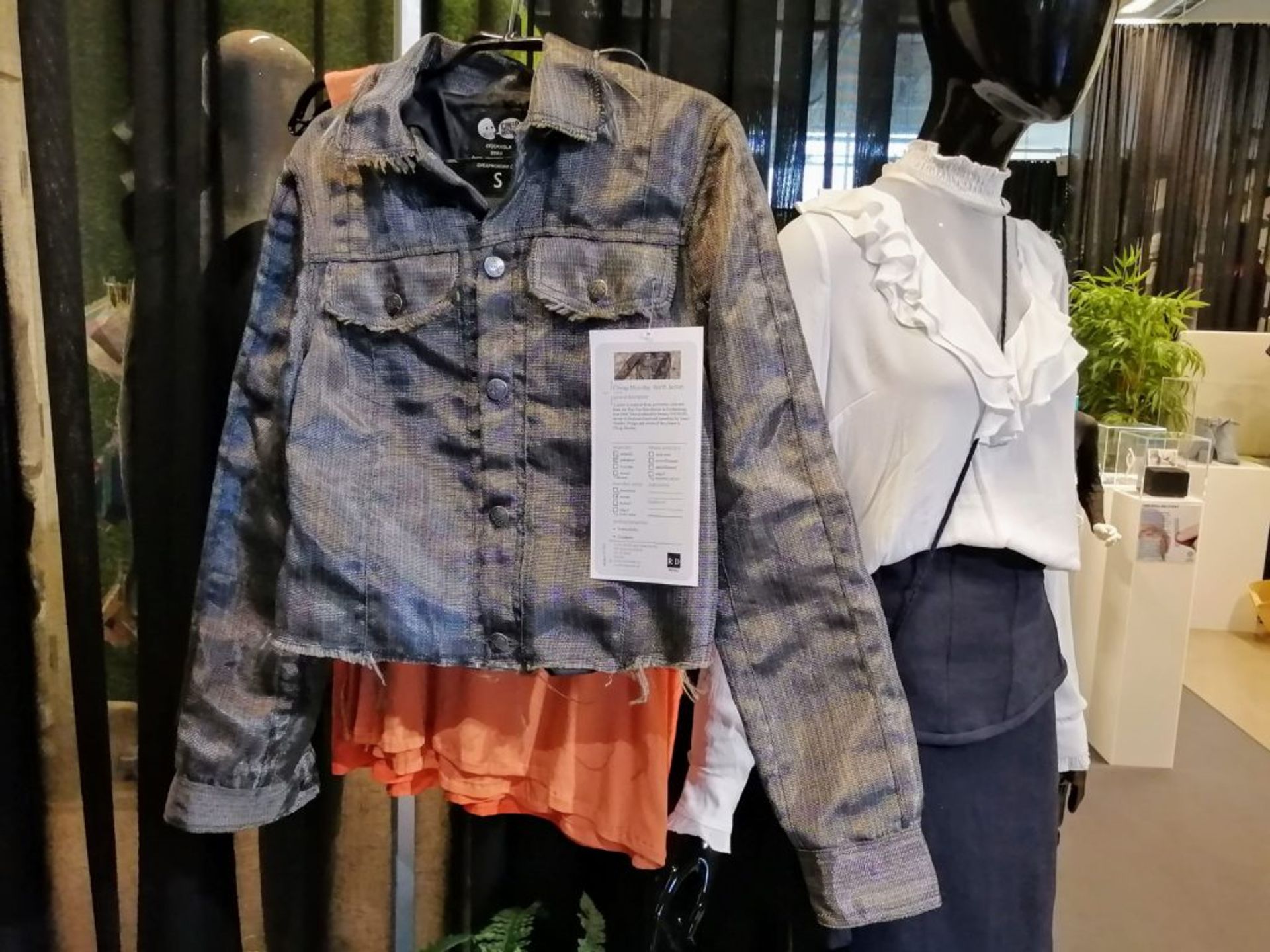 Clothing on mannequins.