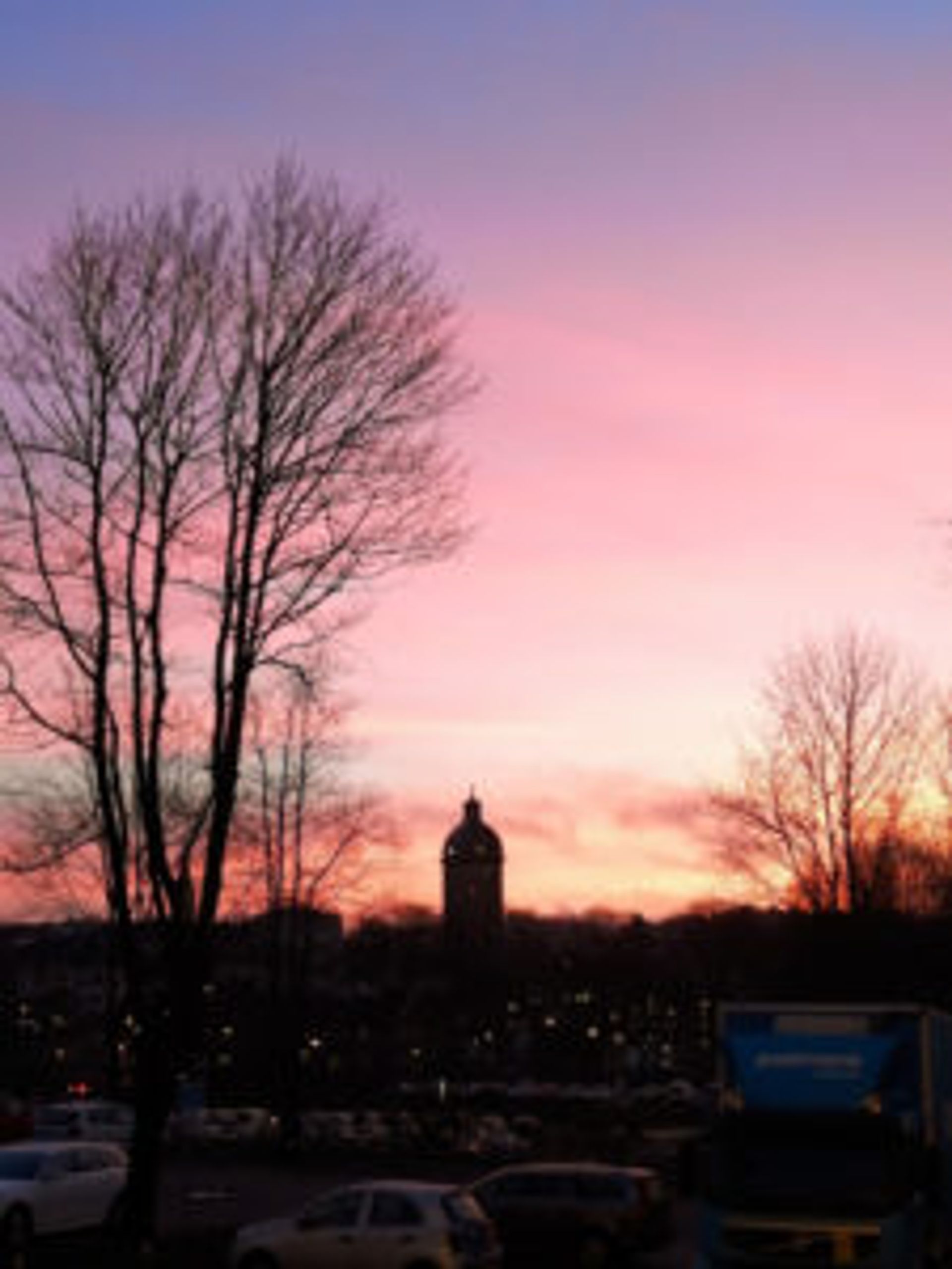 A pink and purple sunset.