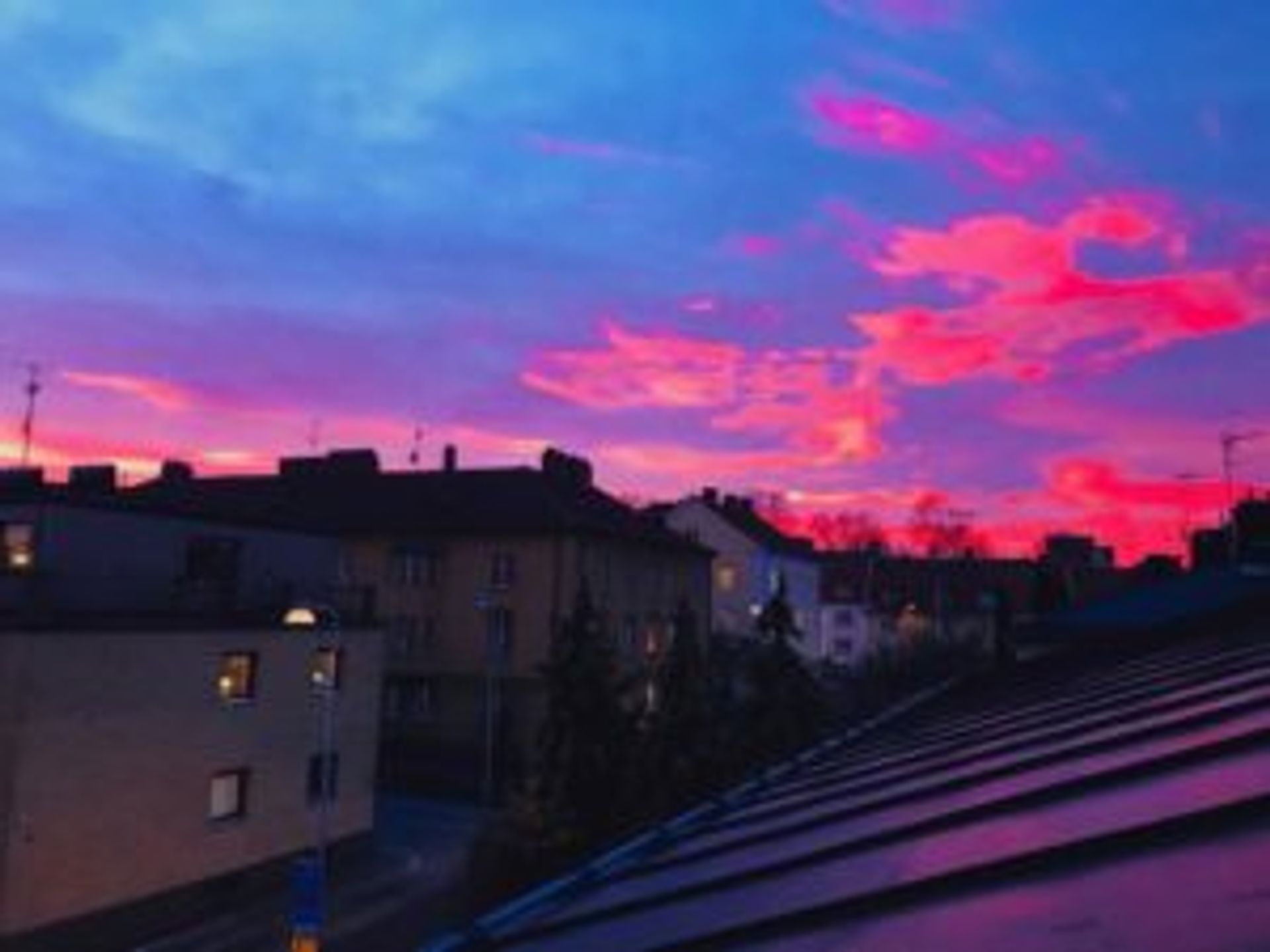 A pink and blue sunset.