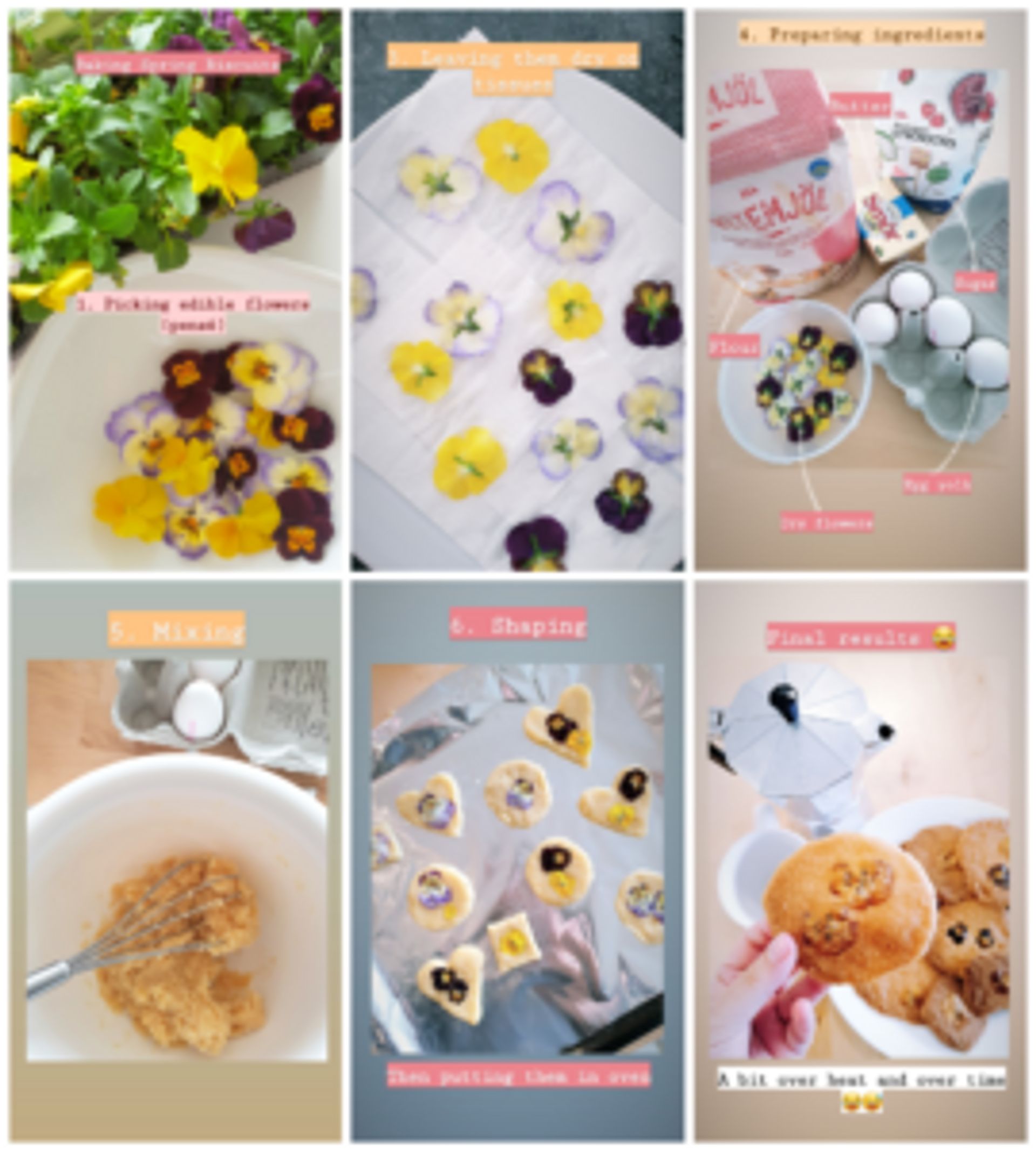 Biscuits made with edible flowers.