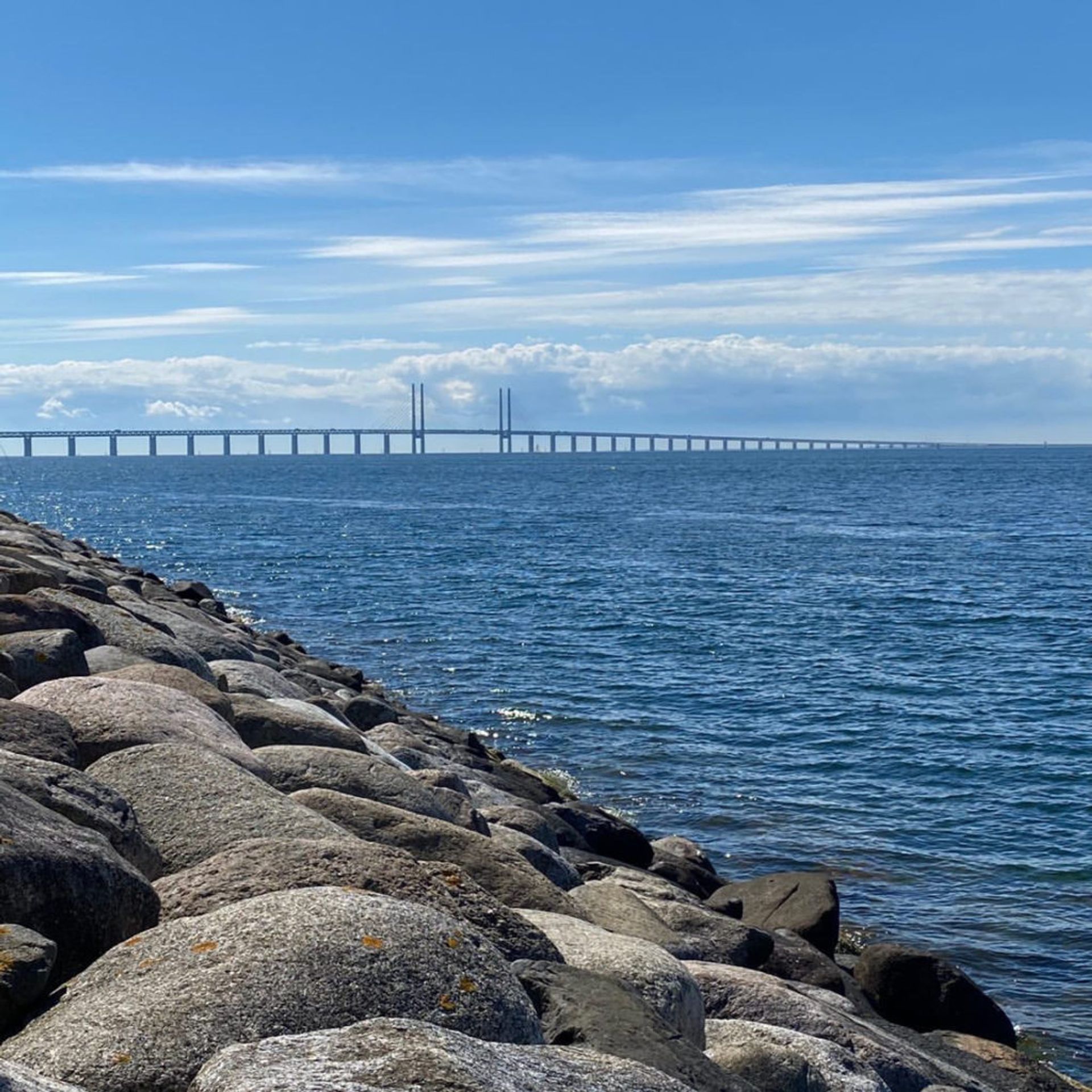 The Öresund bridge on a sunny day.